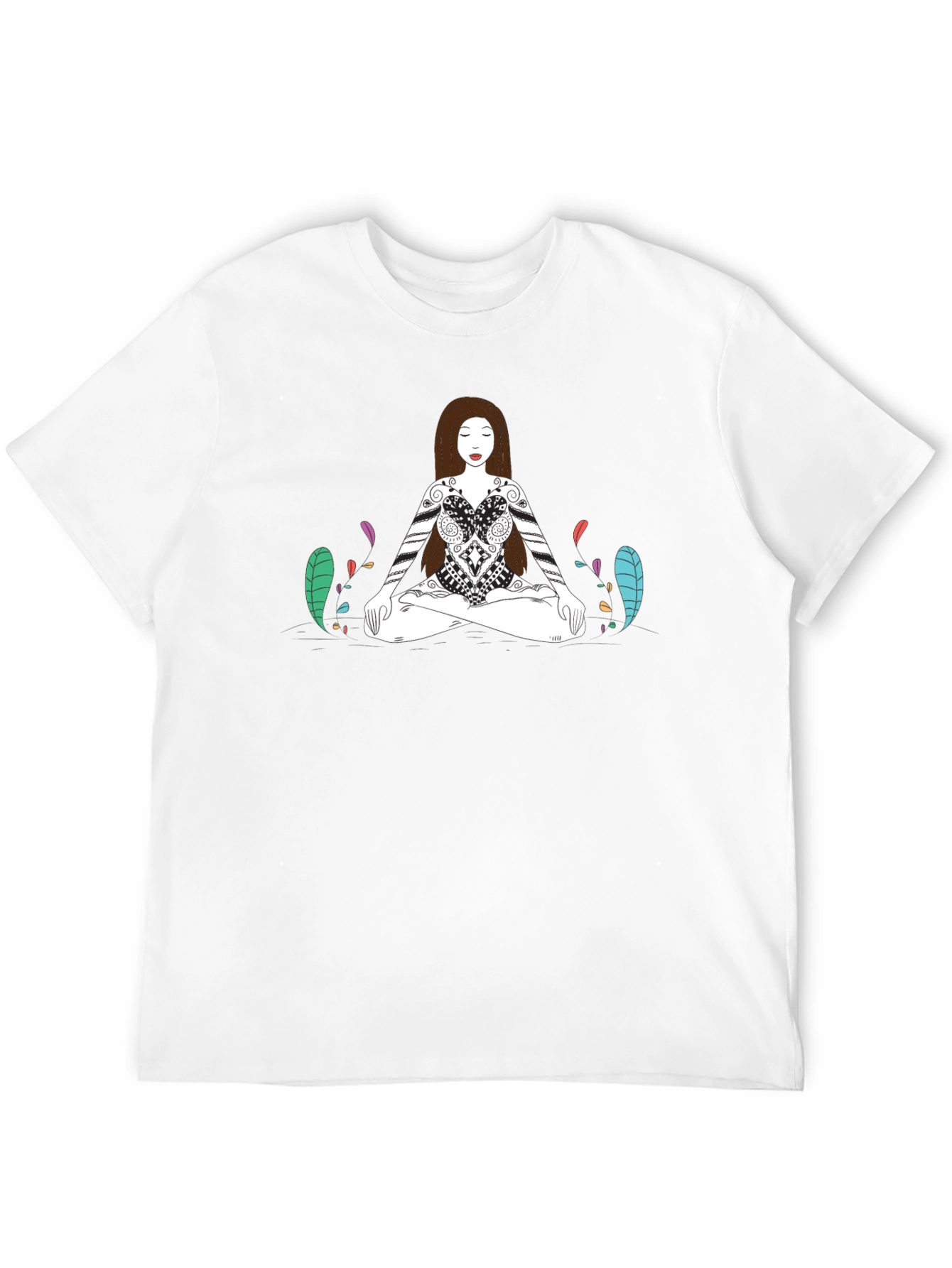 Meditative Woman Graphic Tee - Black Cotton T-Shirt