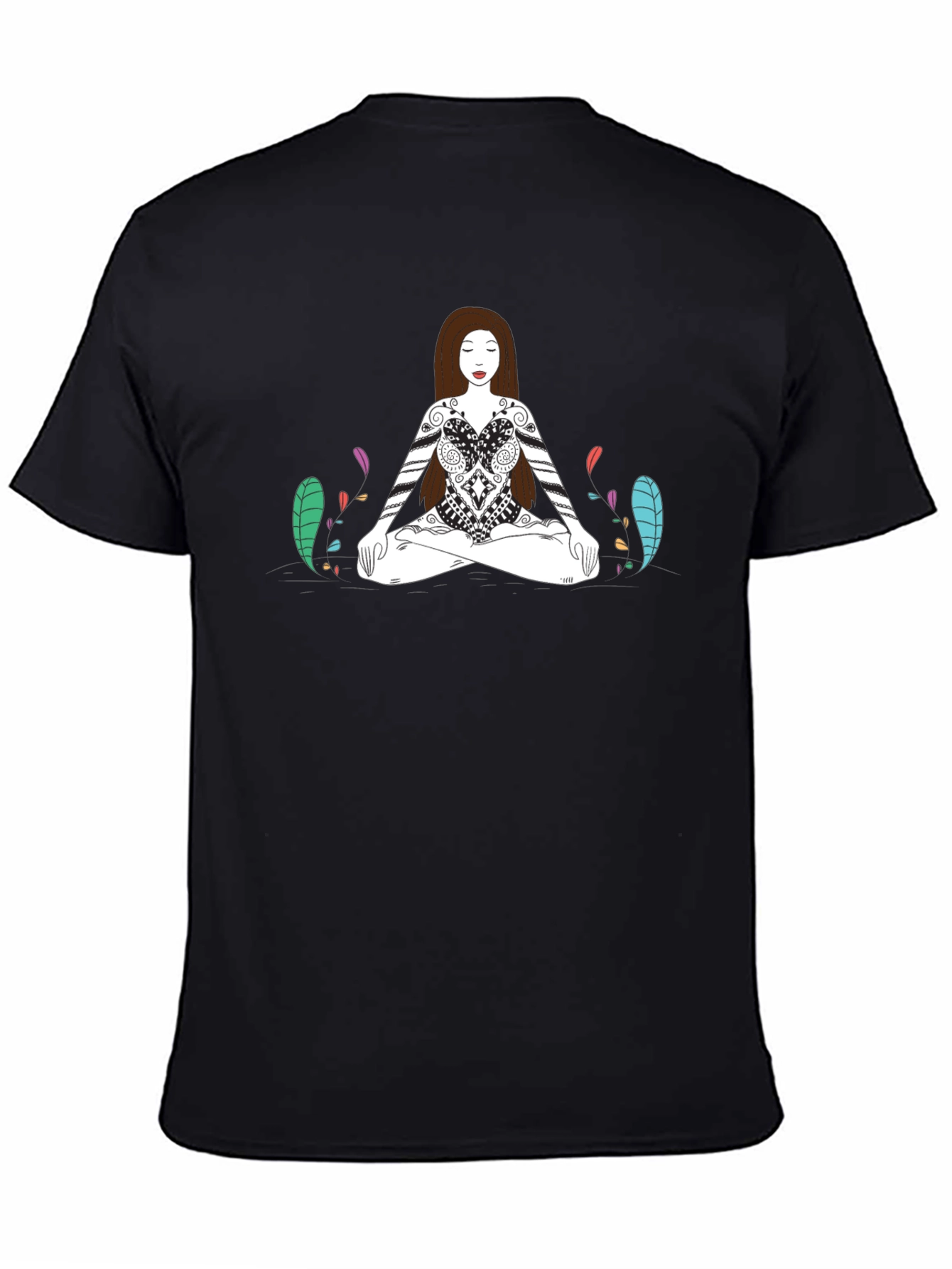 Meditative Woman Graphic Tee - Black Cotton T-Shirt