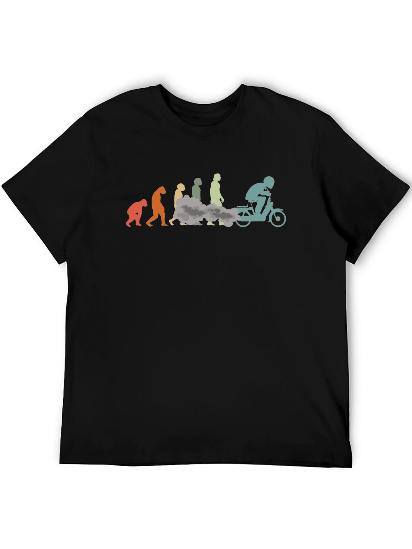 Evolution of Moped Rider Black T-Shirt