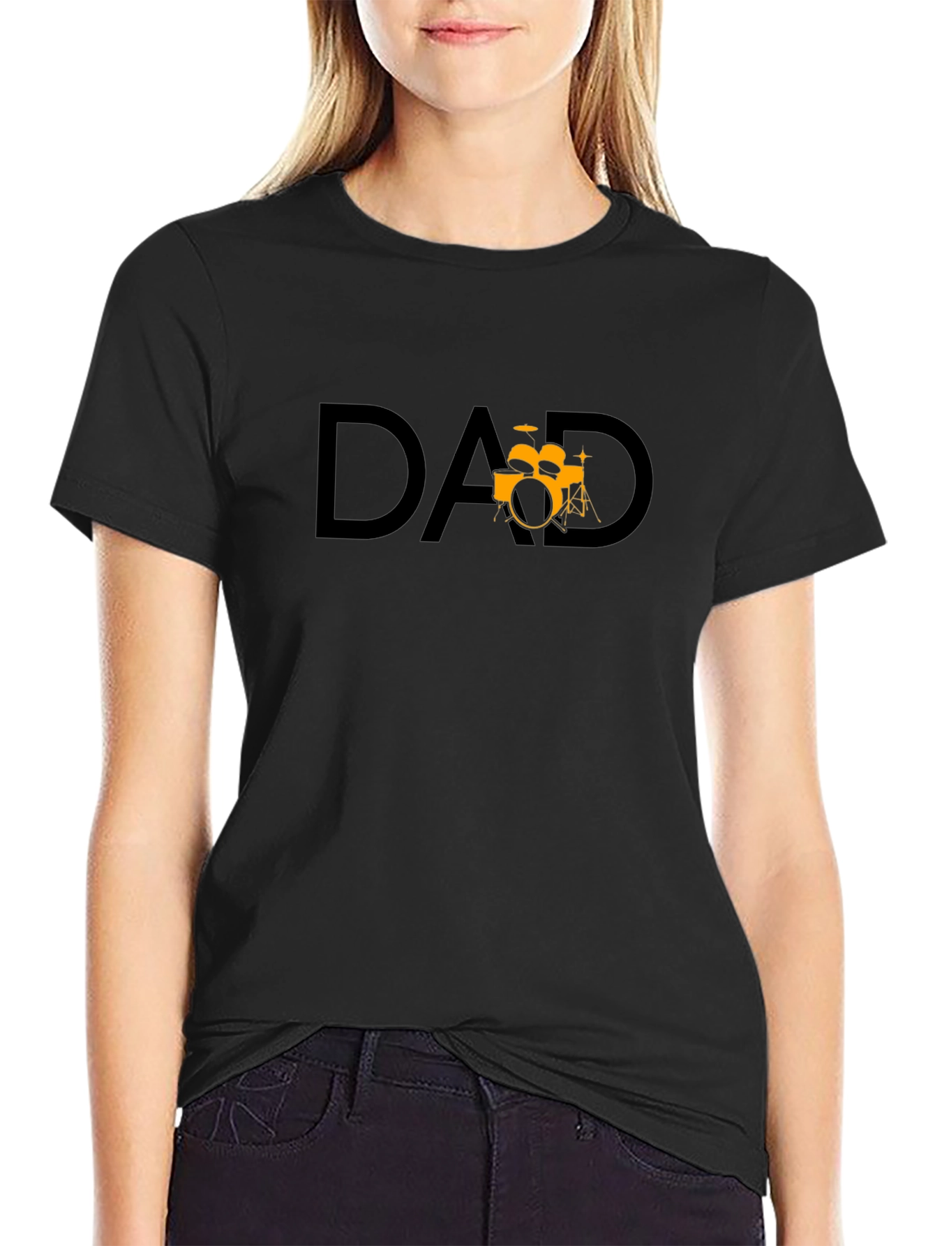 Dad Drum Set Graphic T-Shirt - Black Cotton Tee