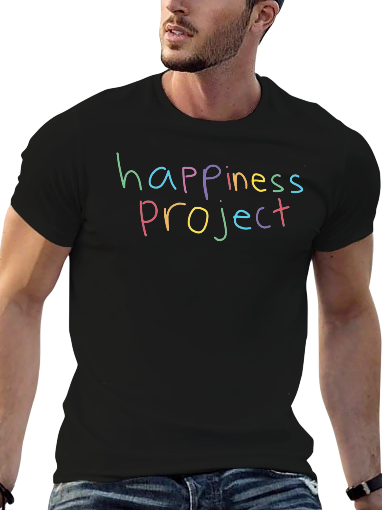 Happiness Project Graphic Tee - Black Crew Neck