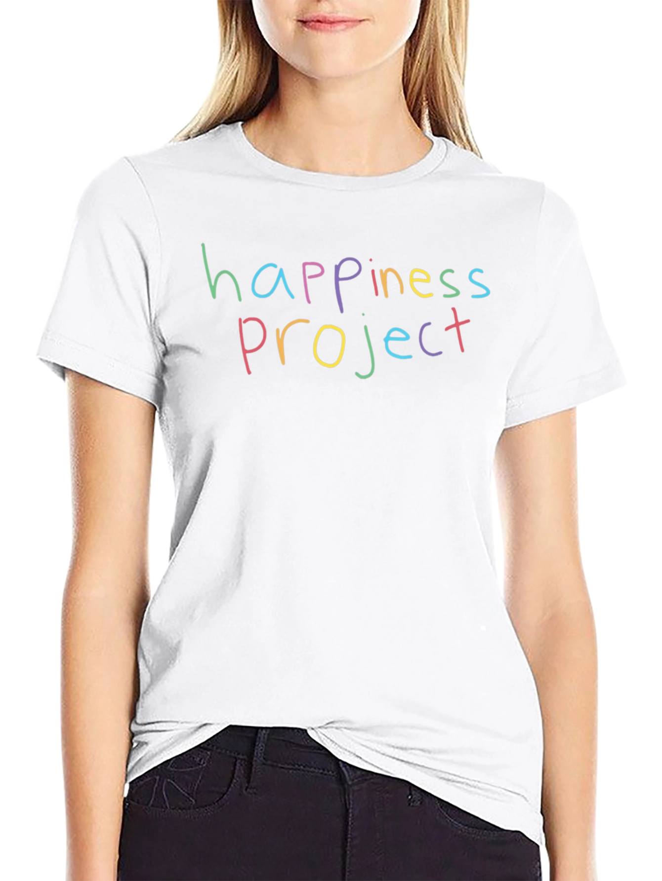 Happiness Project Graphic Tee - Black Crew Neck