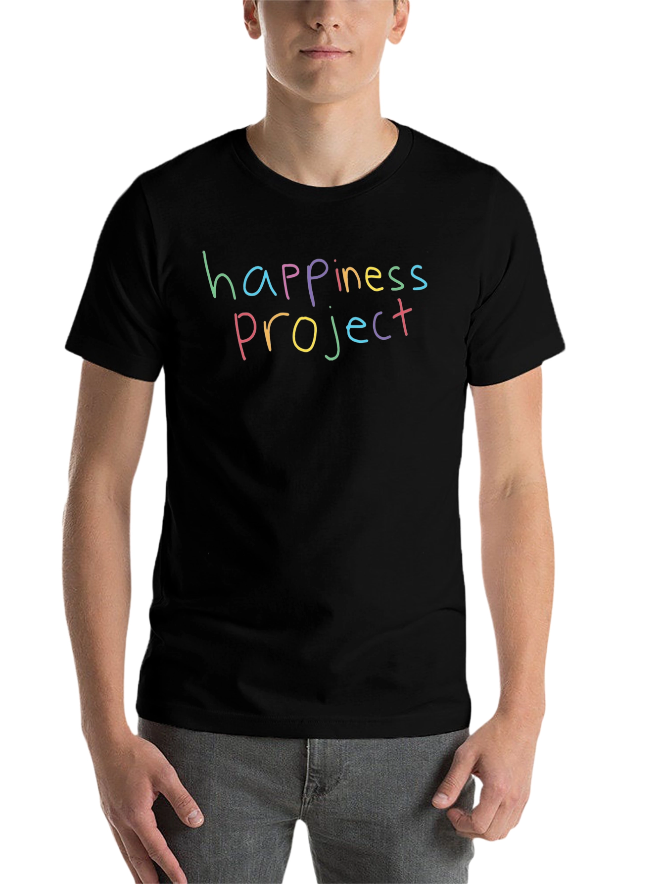 Happiness Project Graphic Tee - Black Crew Neck