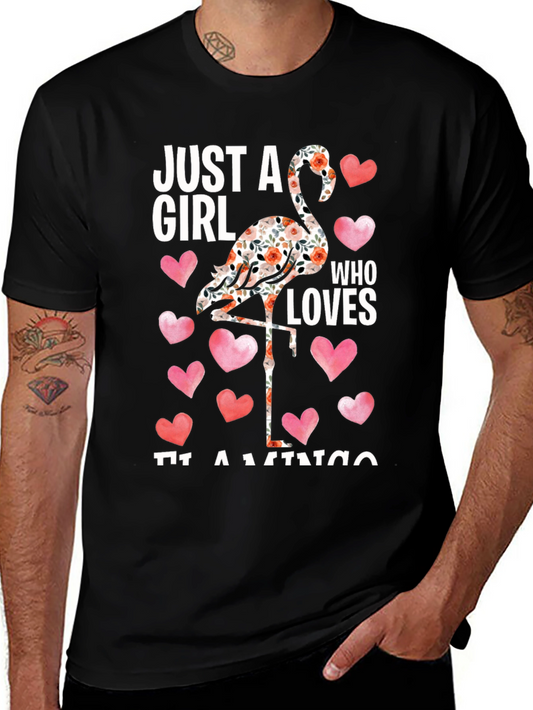 Floral Flamingo Lover T-Shirt - Just A Girl Who Loves Flamingos