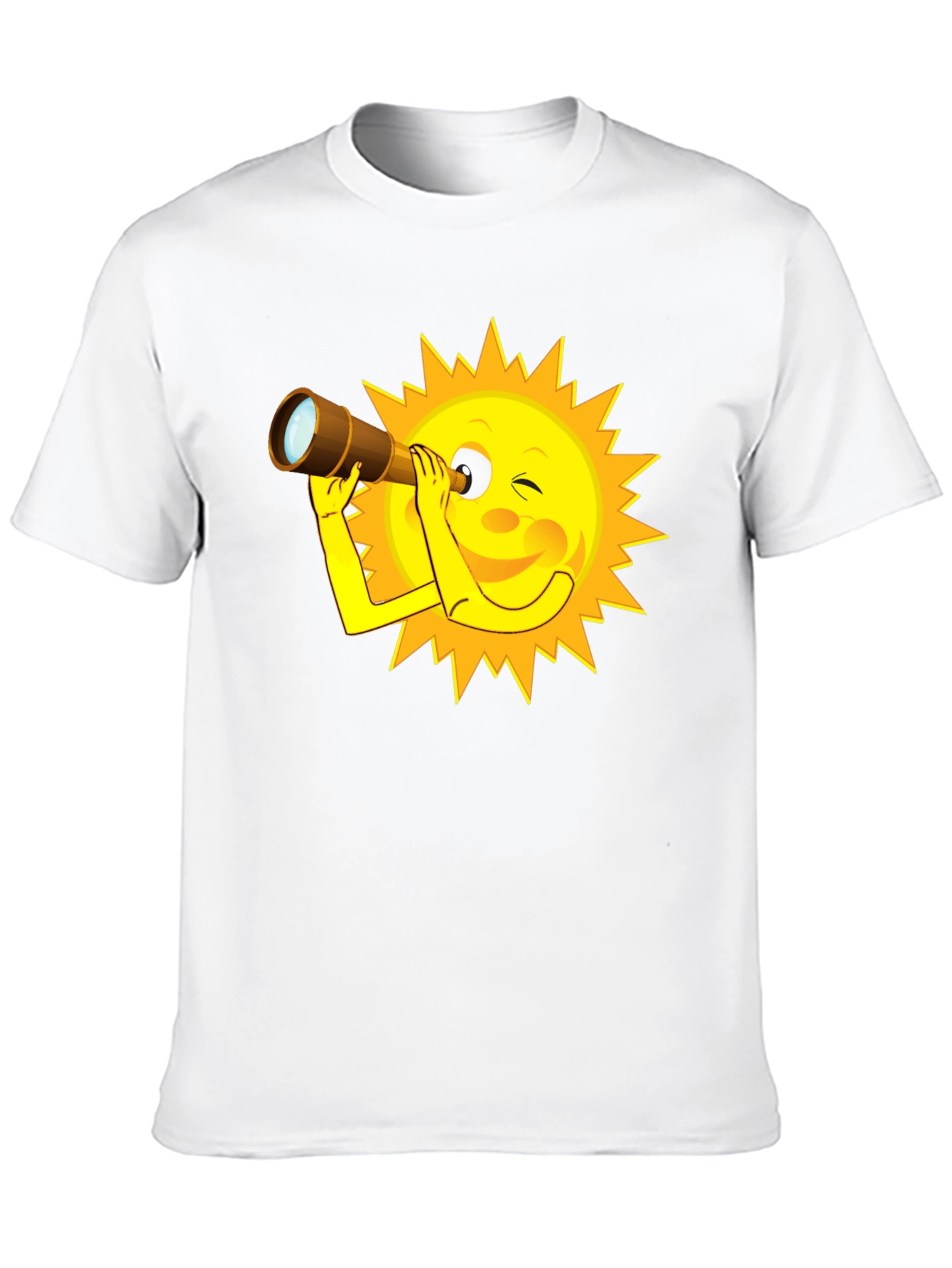 Sun Cartoon Telescope Graphic T-Shirt