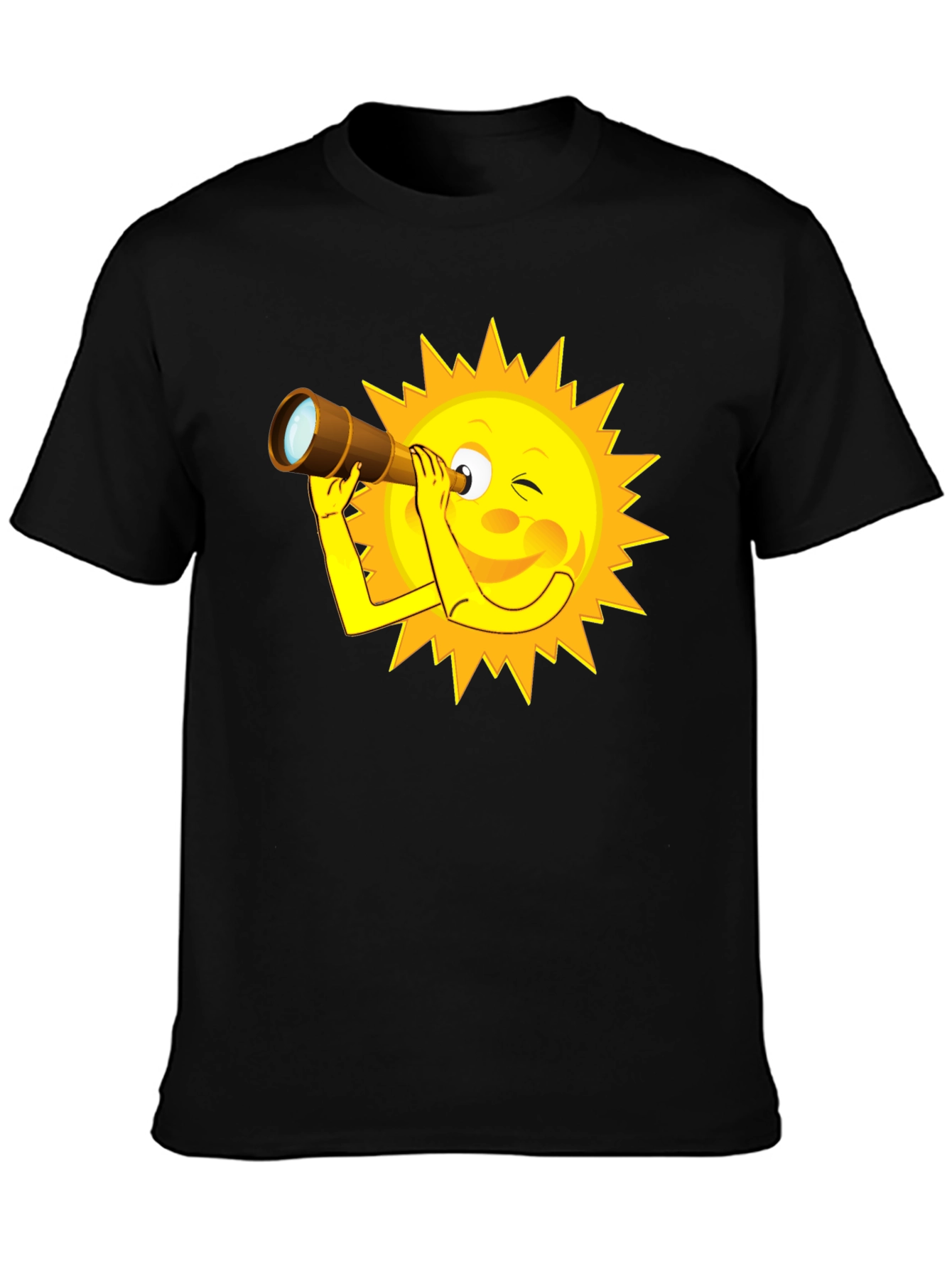 Sun Cartoon Telescope Graphic T-Shirt