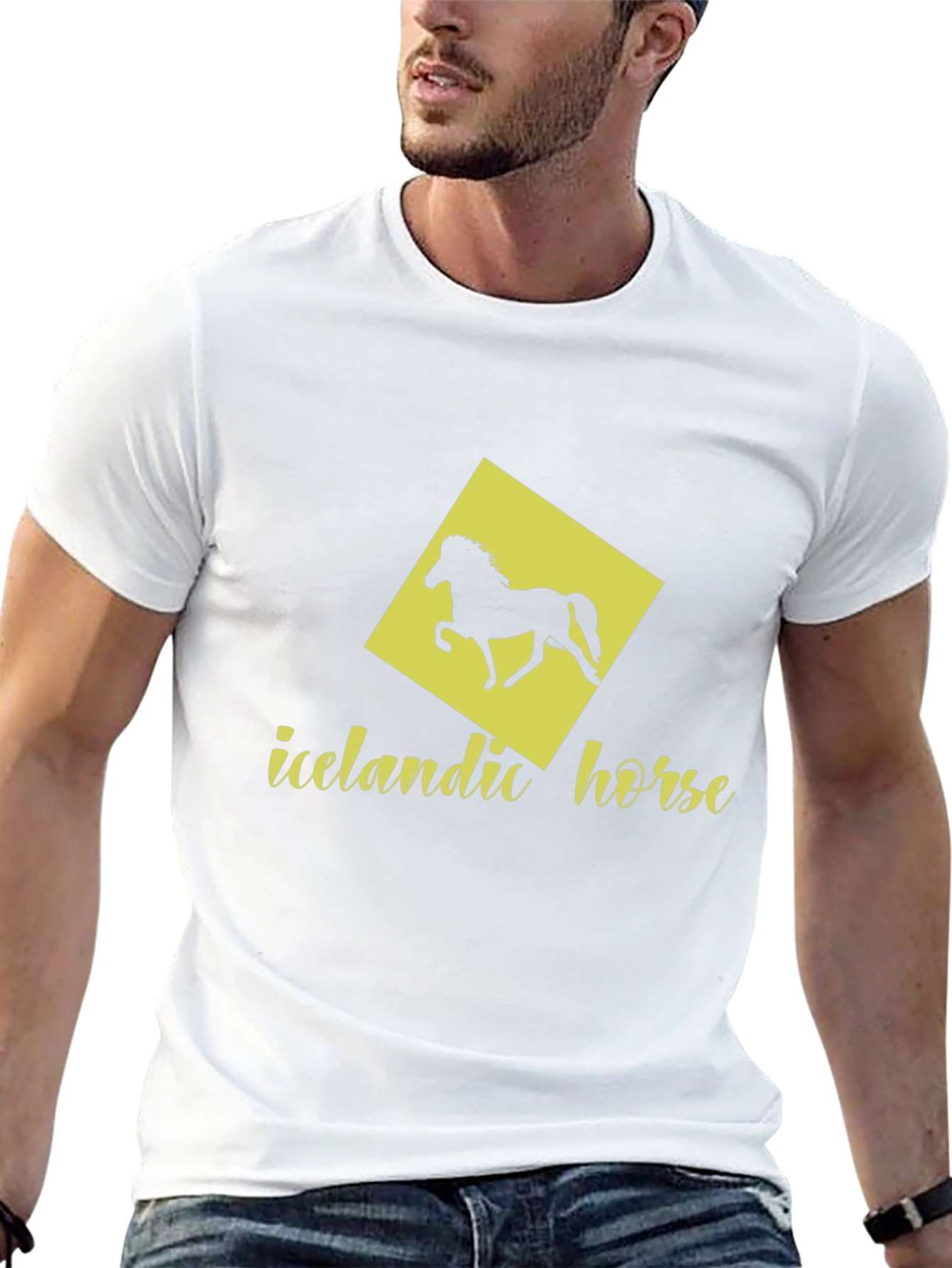 Icelandic Horse Graphic Tee - Black Cotton T-Shirt
