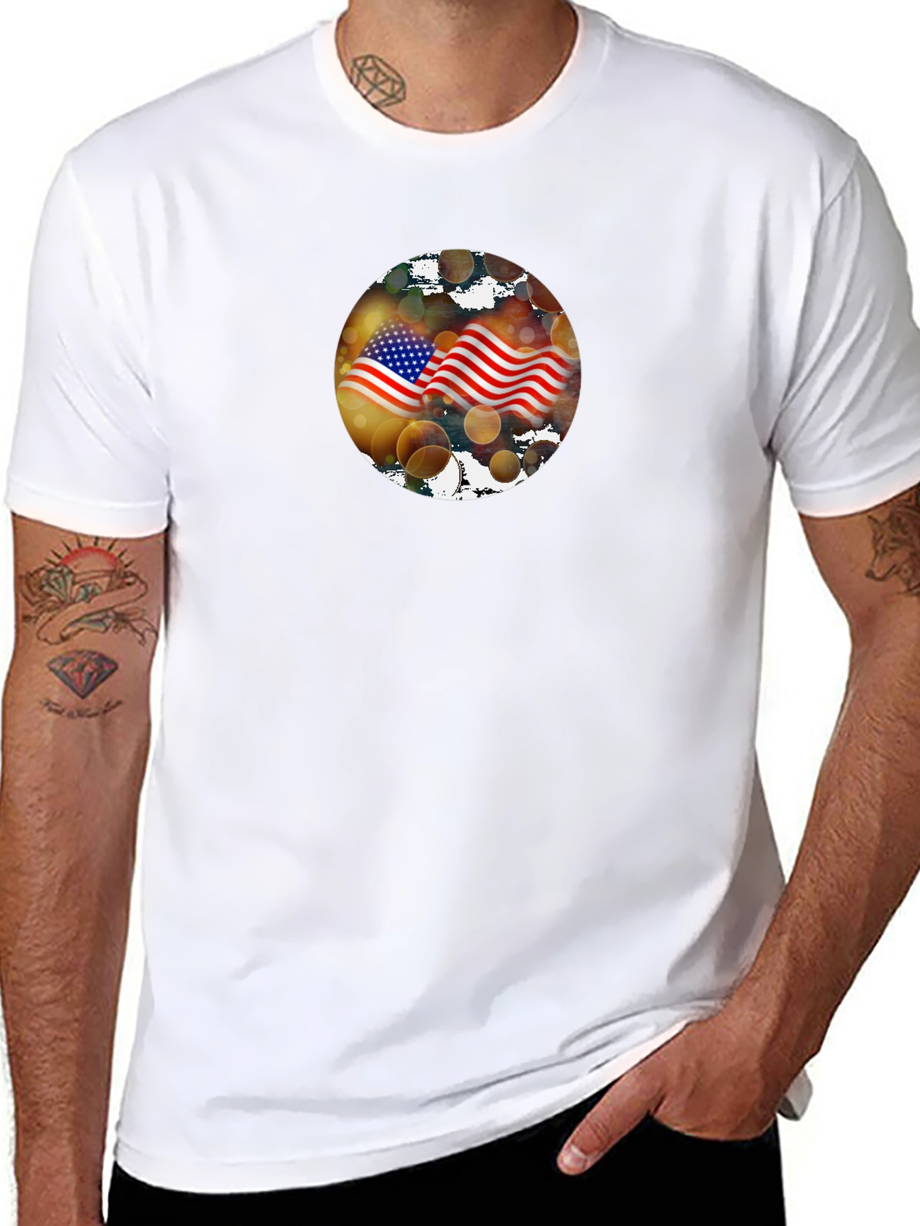 American Flag Graphic Black T-Shirt