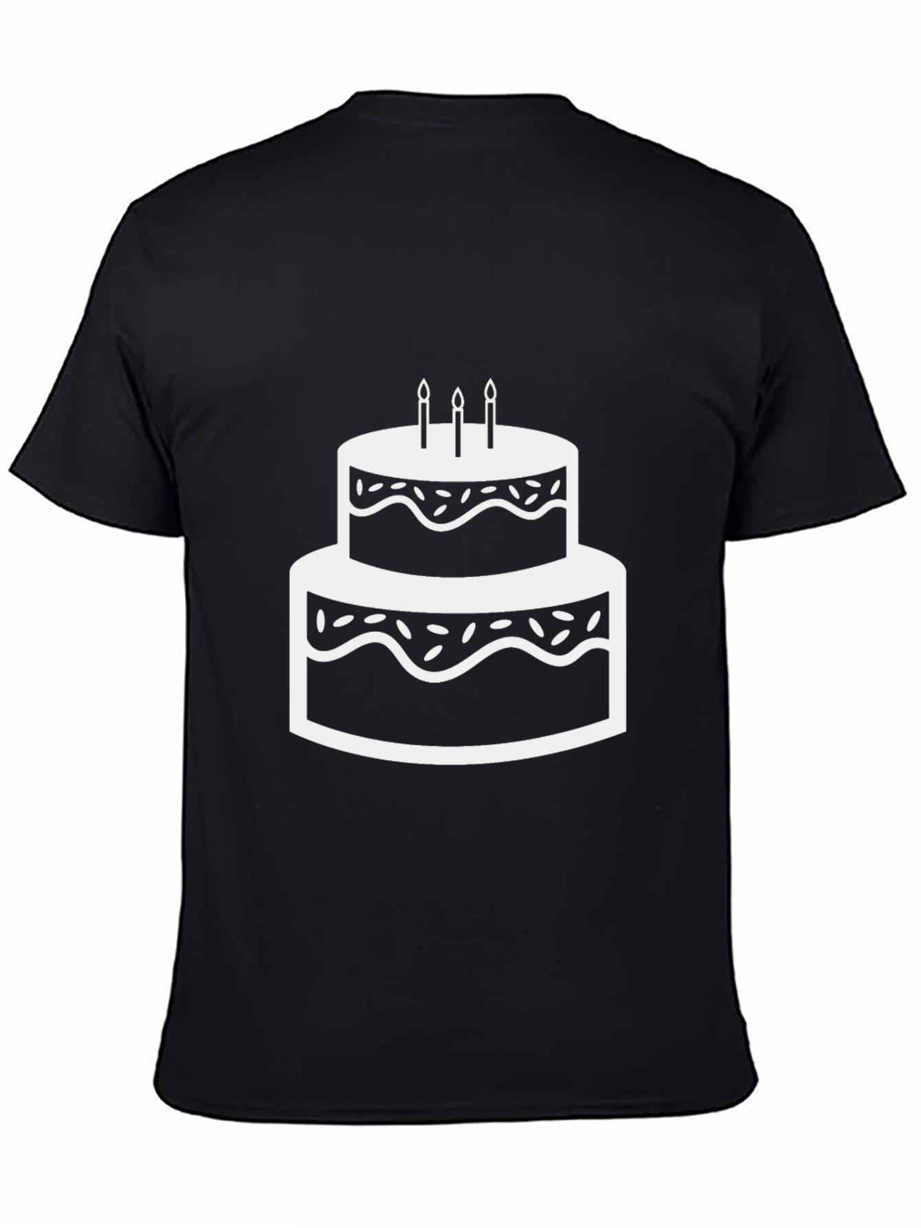 Cake Graphic Black T-Shirt Birthday Party Tee