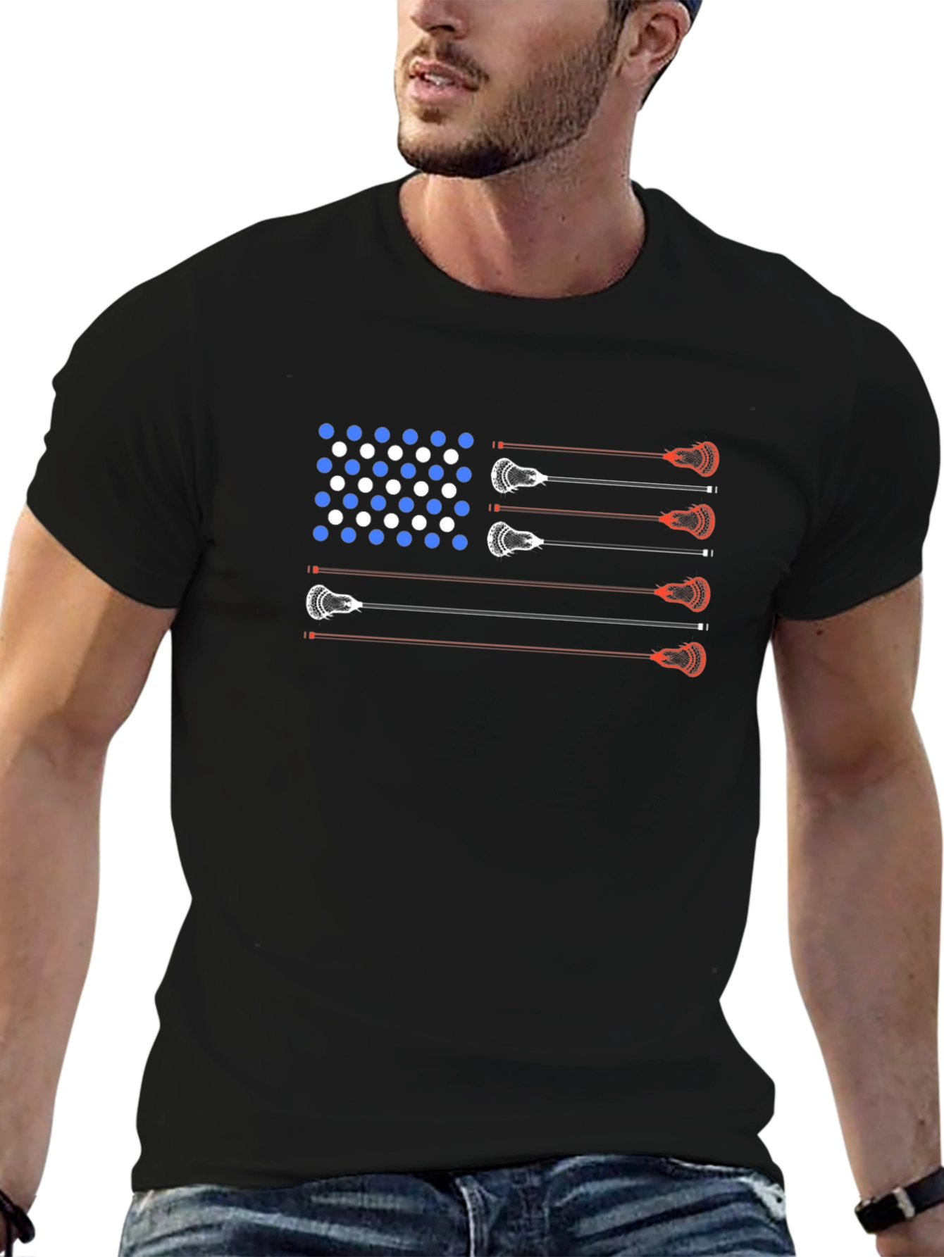 Lacrosse American Flag T-Shirt - Patriotic USA Tee