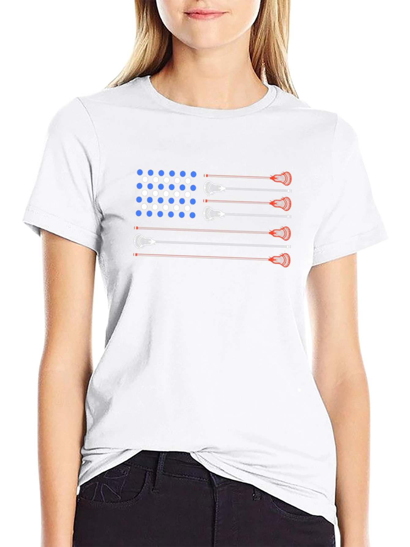 Lacrosse American Flag T-Shirt - Patriotic USA Tee