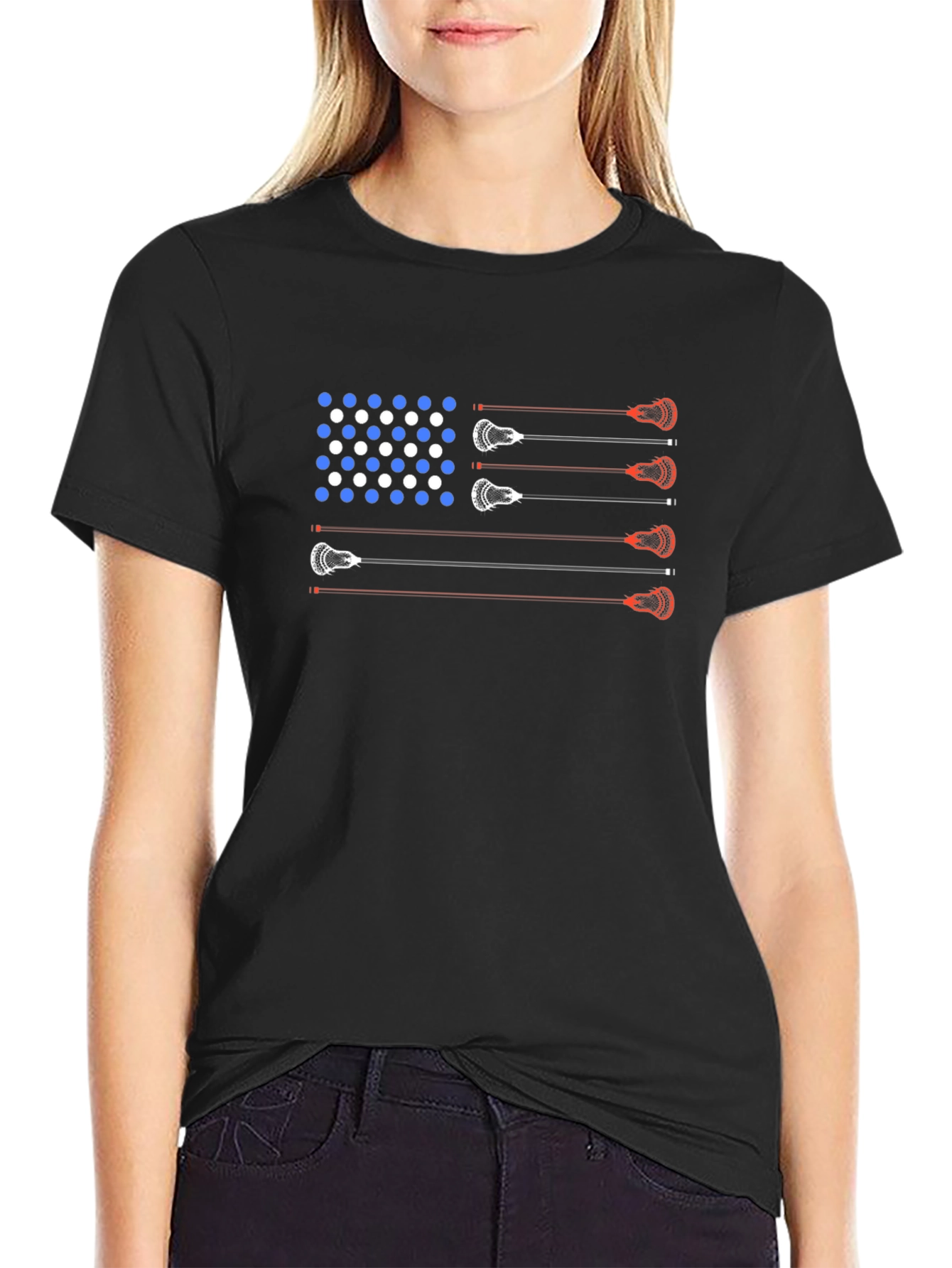 Lacrosse American Flag T-Shirt - Patriotic USA Tee