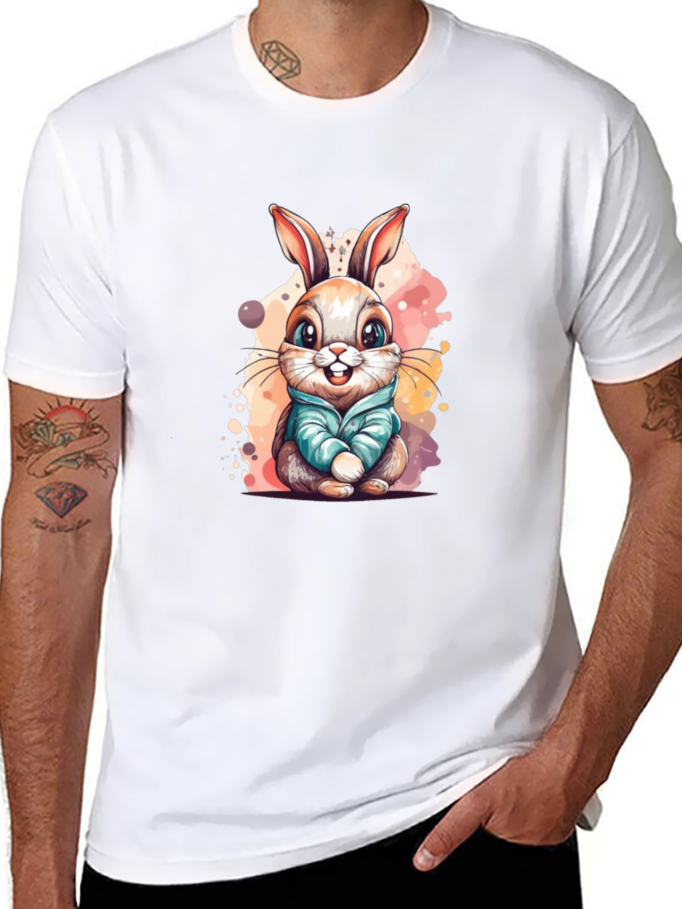 Cute Cartoon Bunny Rabbit Graphic T-Shirt