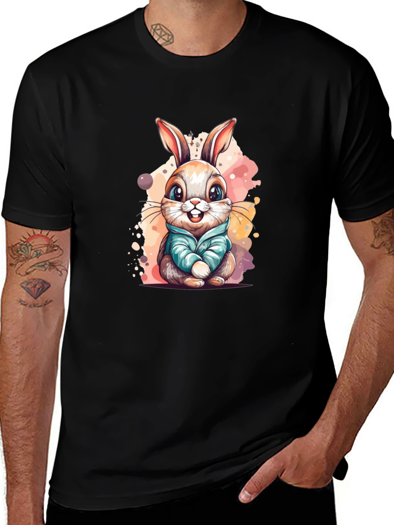 Cute Cartoon Bunny Rabbit Graphic T-Shirt