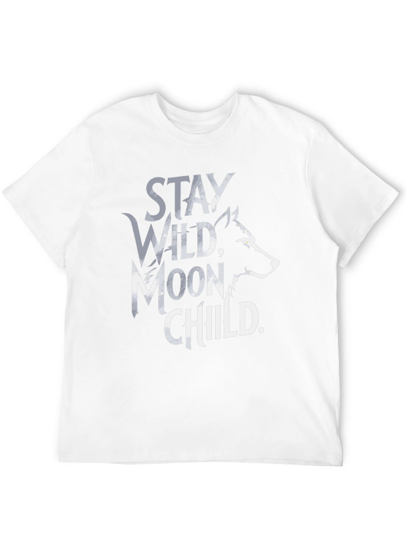 Stay Wild Moon Child T-Shirt - Black Wolf Design