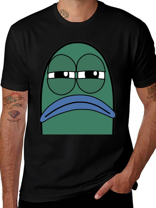 Black T-Shirt with Grumpy Fish Graphic
