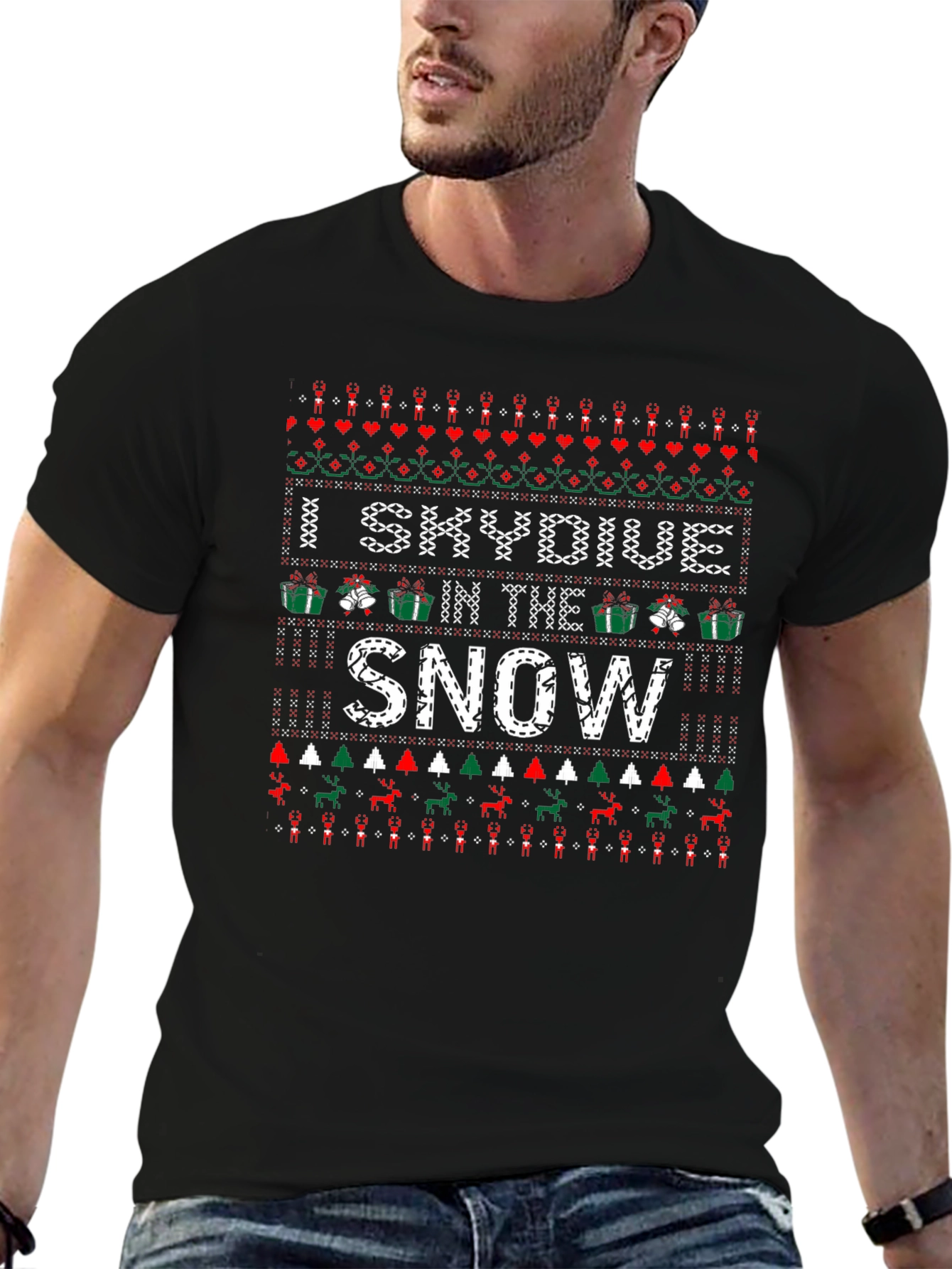 I Skydive in the Snow Ugly Christmas Holiday T-Shirt
