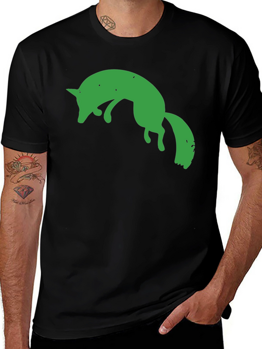 Green Fox Graphic Black T-Shirt