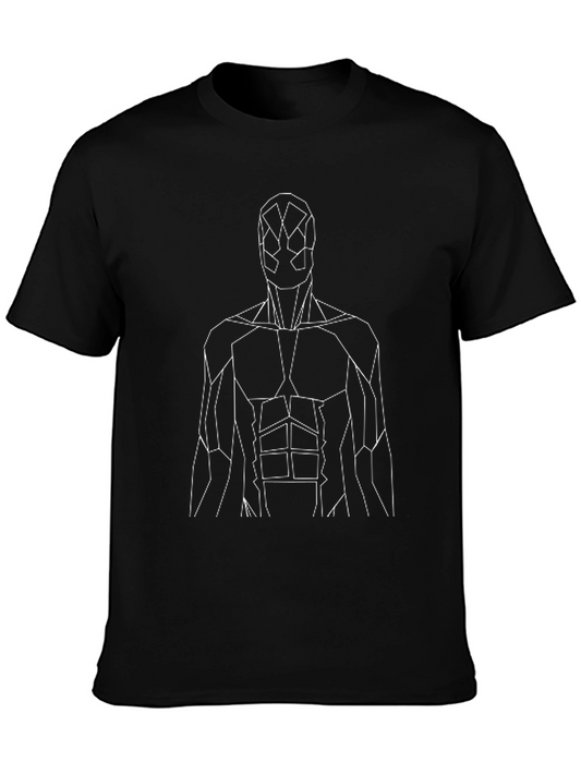 Geometric Superhero Graphic Tee - Black