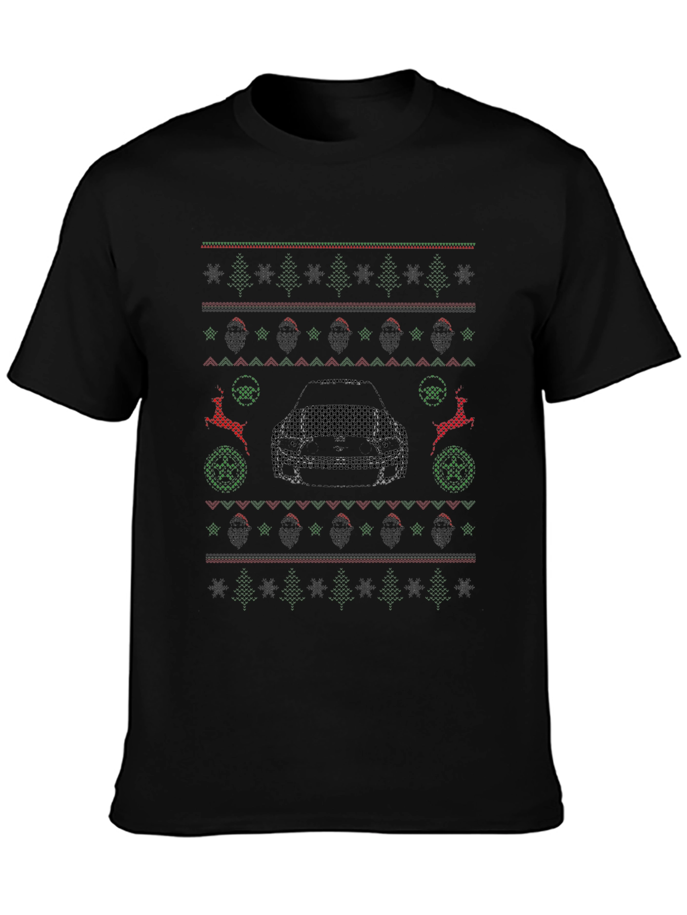 Ugly Christmas Sweater Style Car Graphic Tee