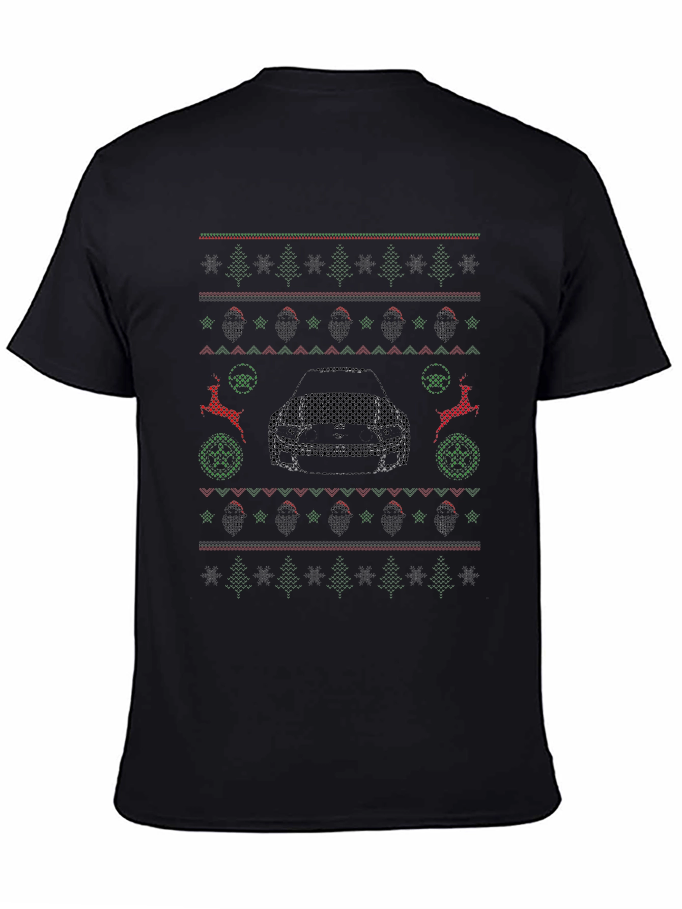 Ugly Christmas Sweater Style Car Graphic Tee