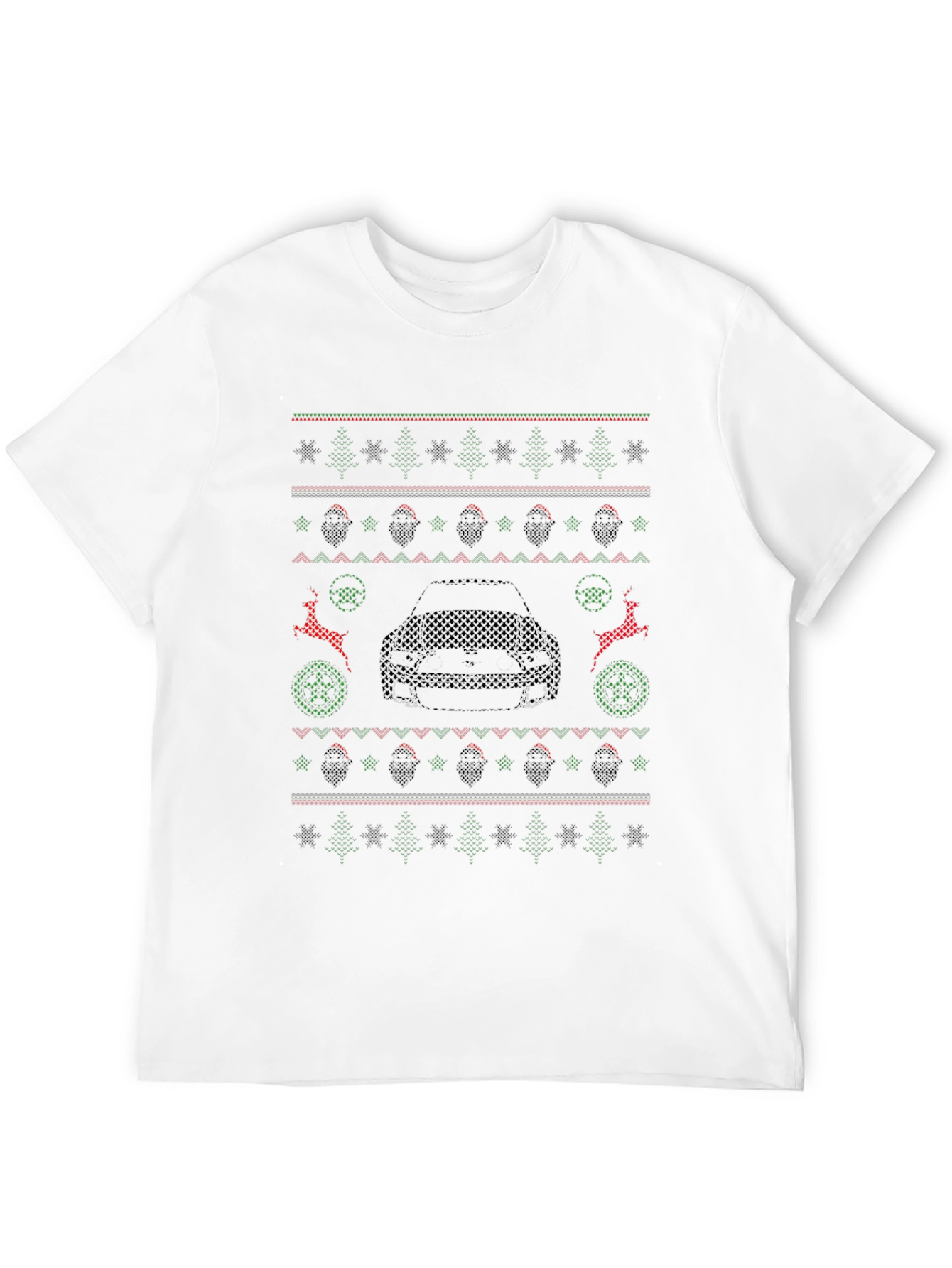 Ugly Christmas Sweater Style Car Graphic Tee