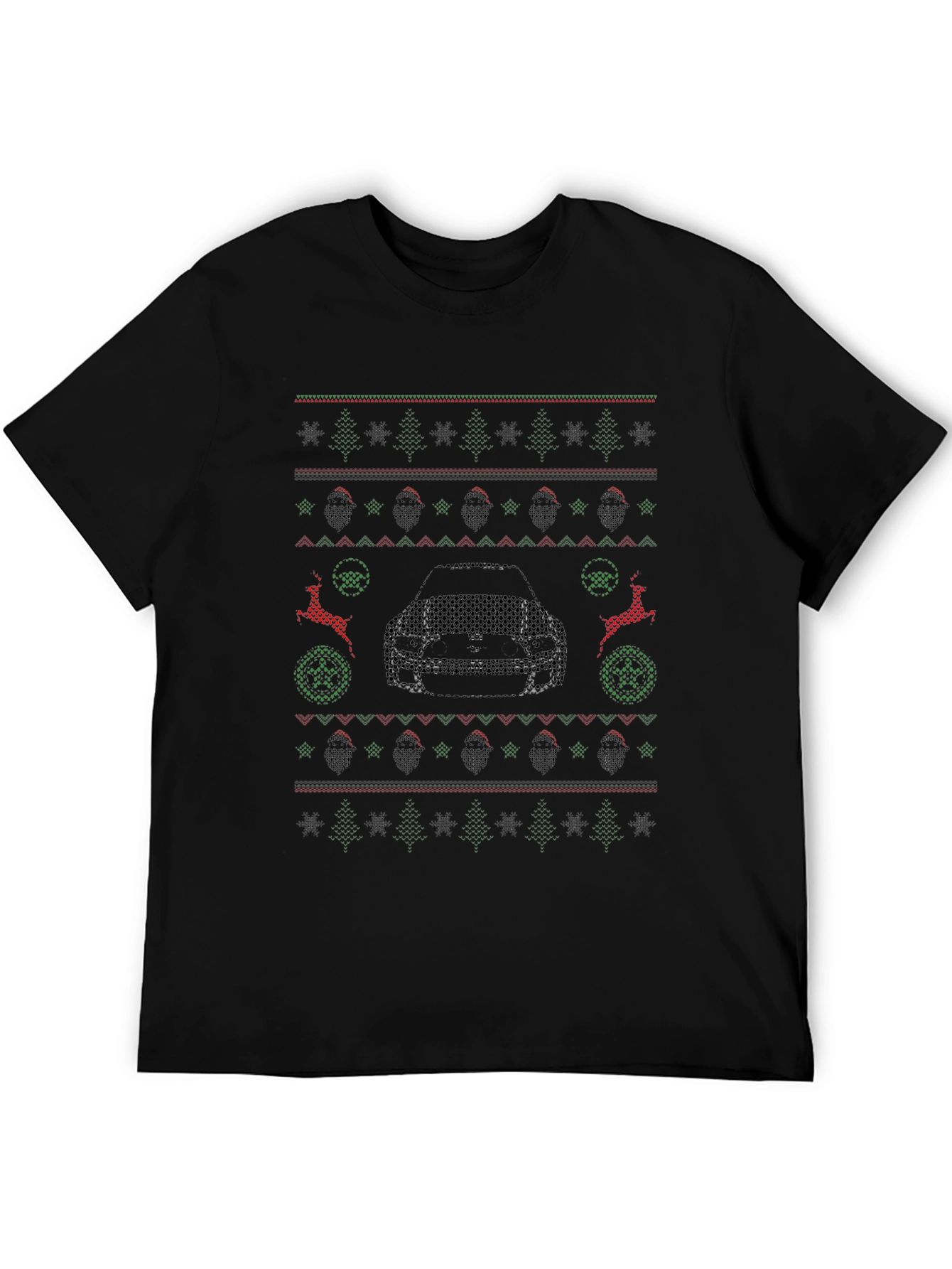 Ugly Christmas Sweater Style Car Graphic Tee