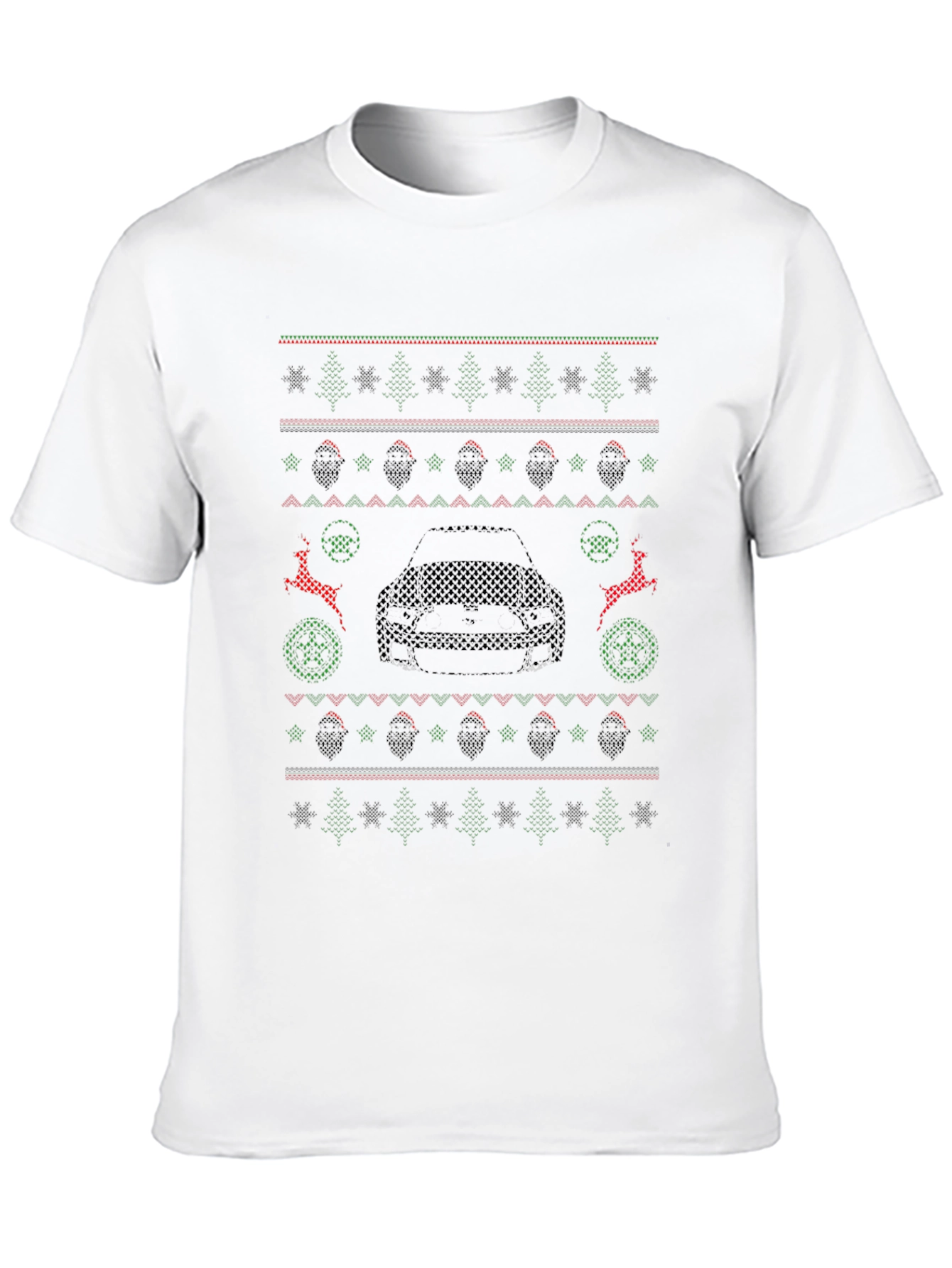 Ugly Christmas Sweater Style Car Graphic Tee