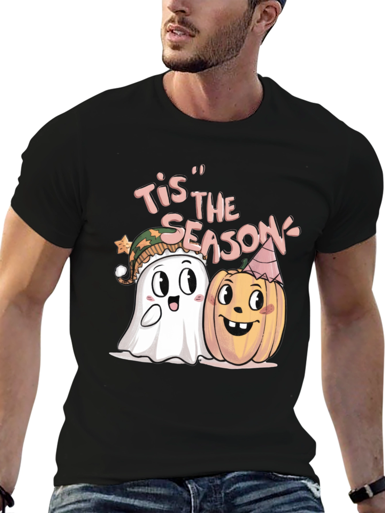 Tis the Season Halloween Ghost & Pumpkin T-Shirt