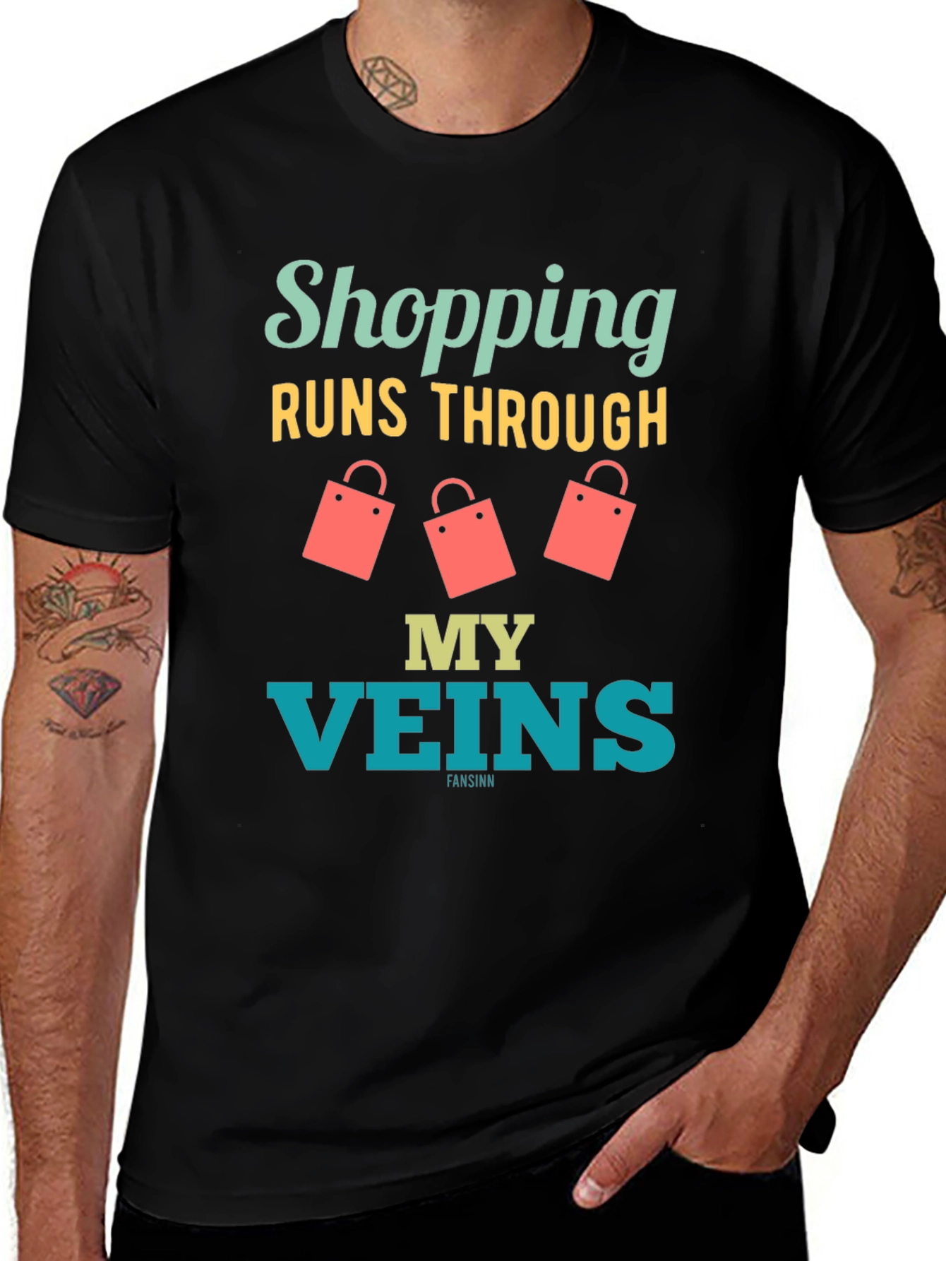 Shopping Runs Through My Veins Funny T-Shirt