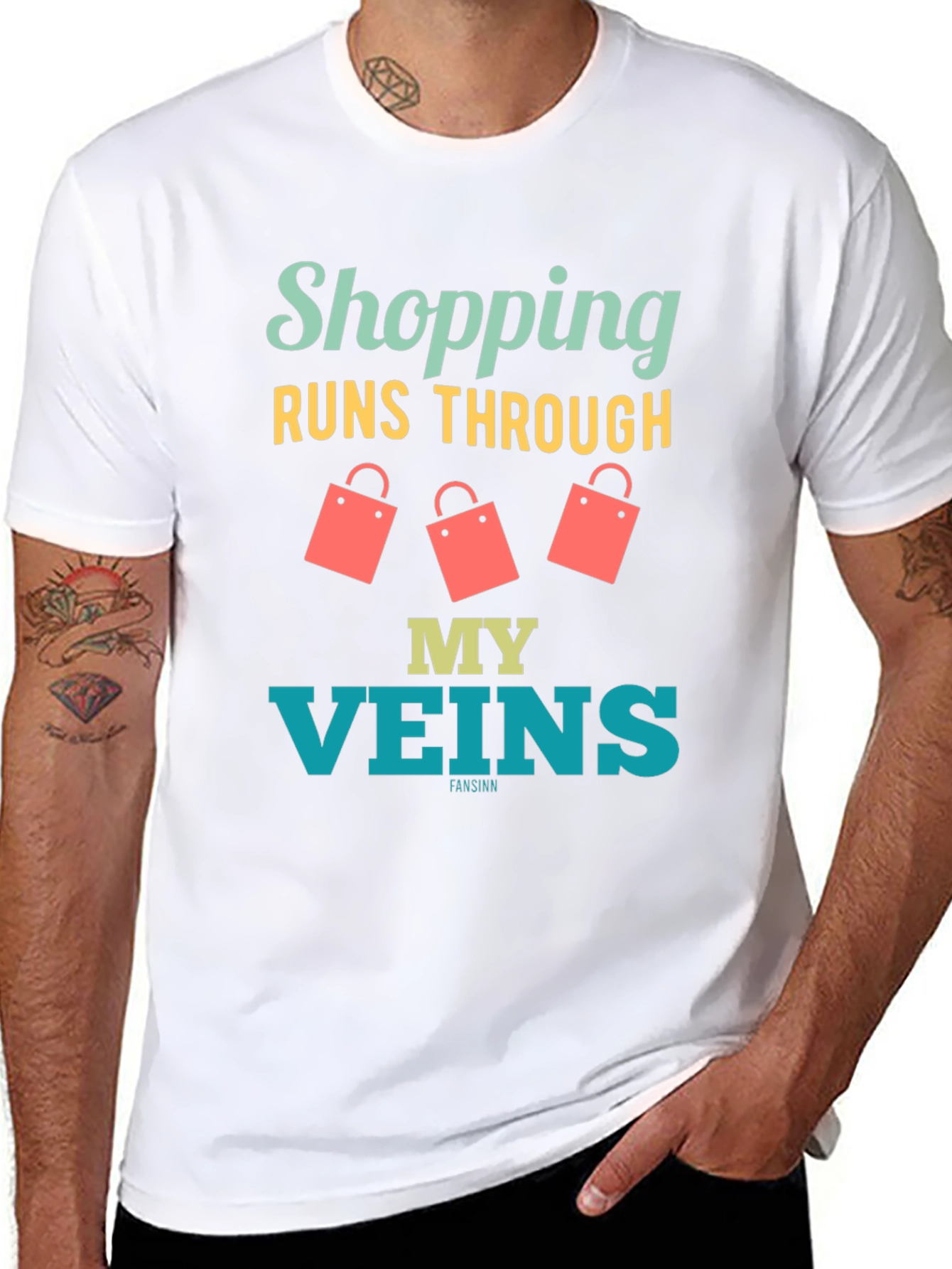 Shopping Runs Through My Veins Funny T-Shirt