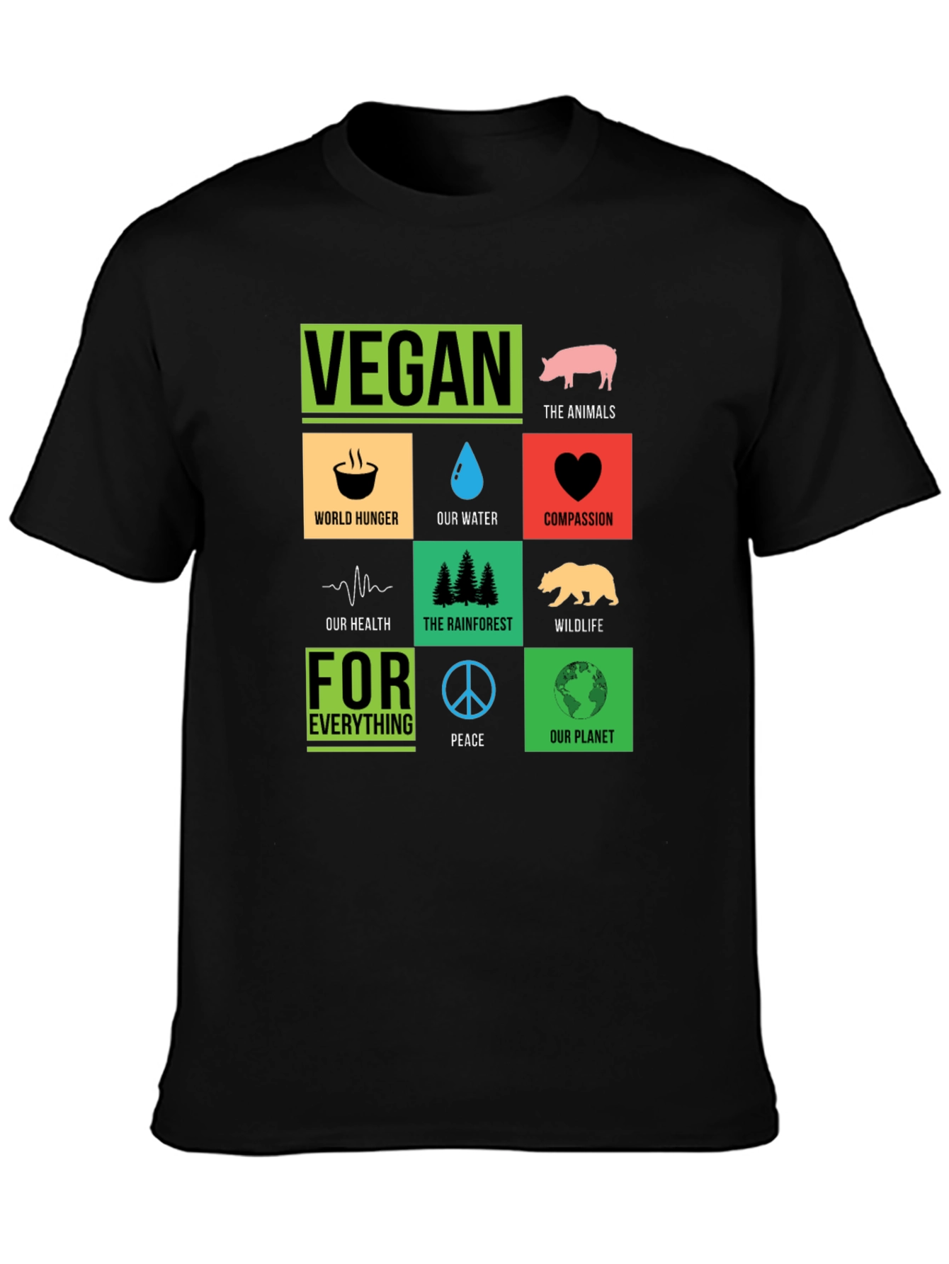 Vegan T-Shirt: Compassion Planet Animals Peace