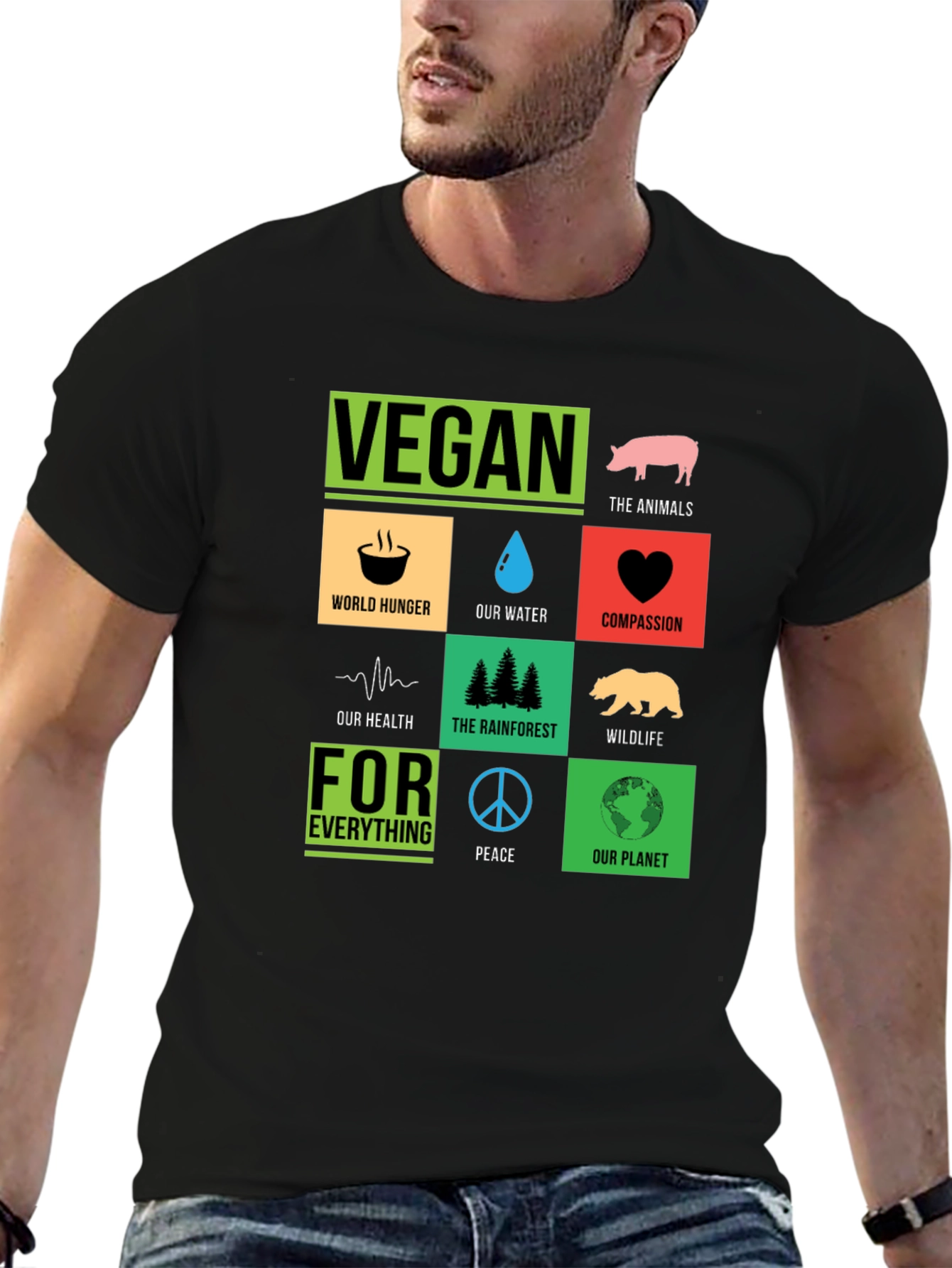 Vegan T-Shirt: Compassion Planet Animals Peace