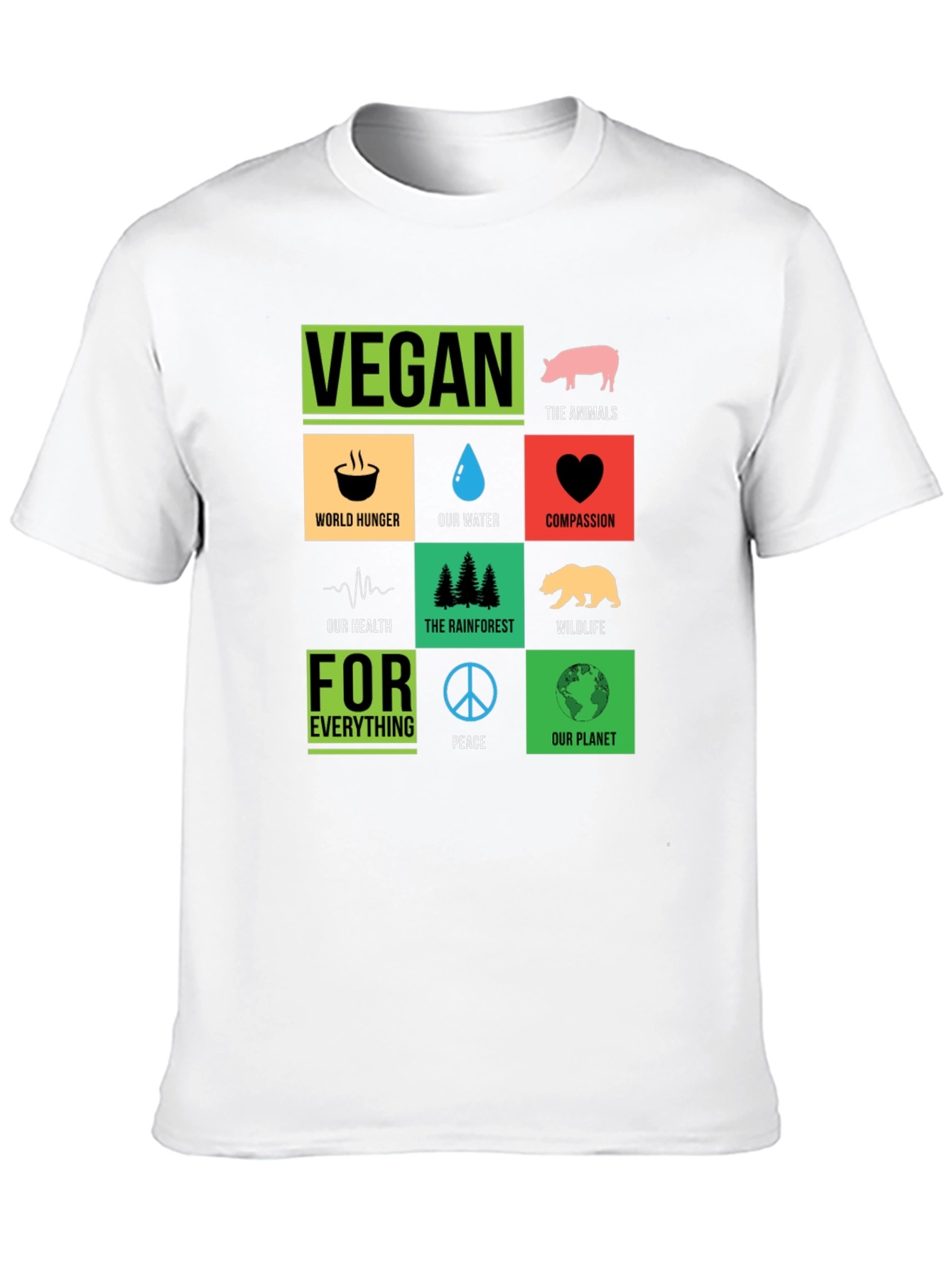 Vegan T-Shirt: Compassion Planet Animals Peace