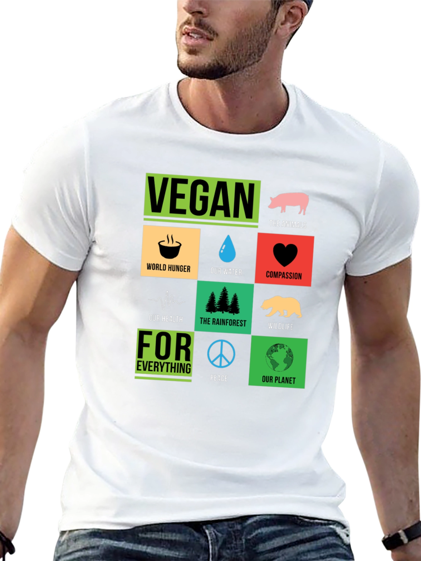 Vegan T-Shirt: Compassion Planet Animals Peace