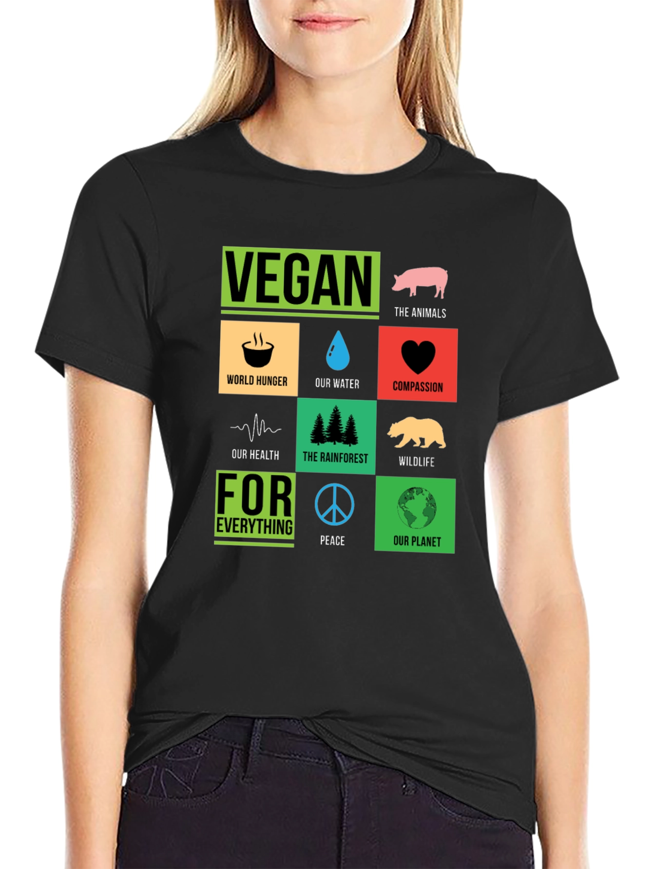 Vegan T-Shirt: Compassion Planet Animals Peace