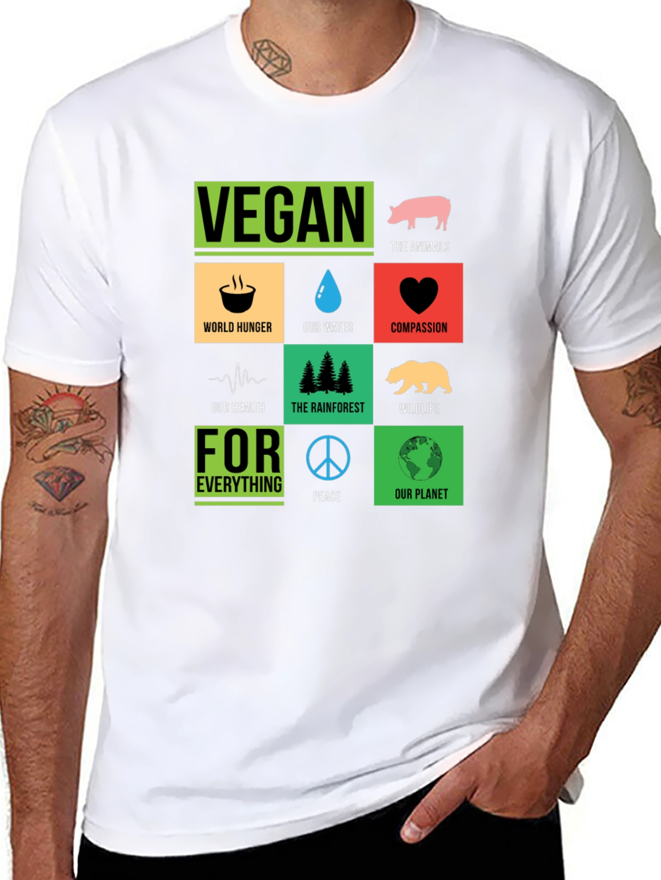 Vegan T-Shirt: Compassion Planet Animals Peace