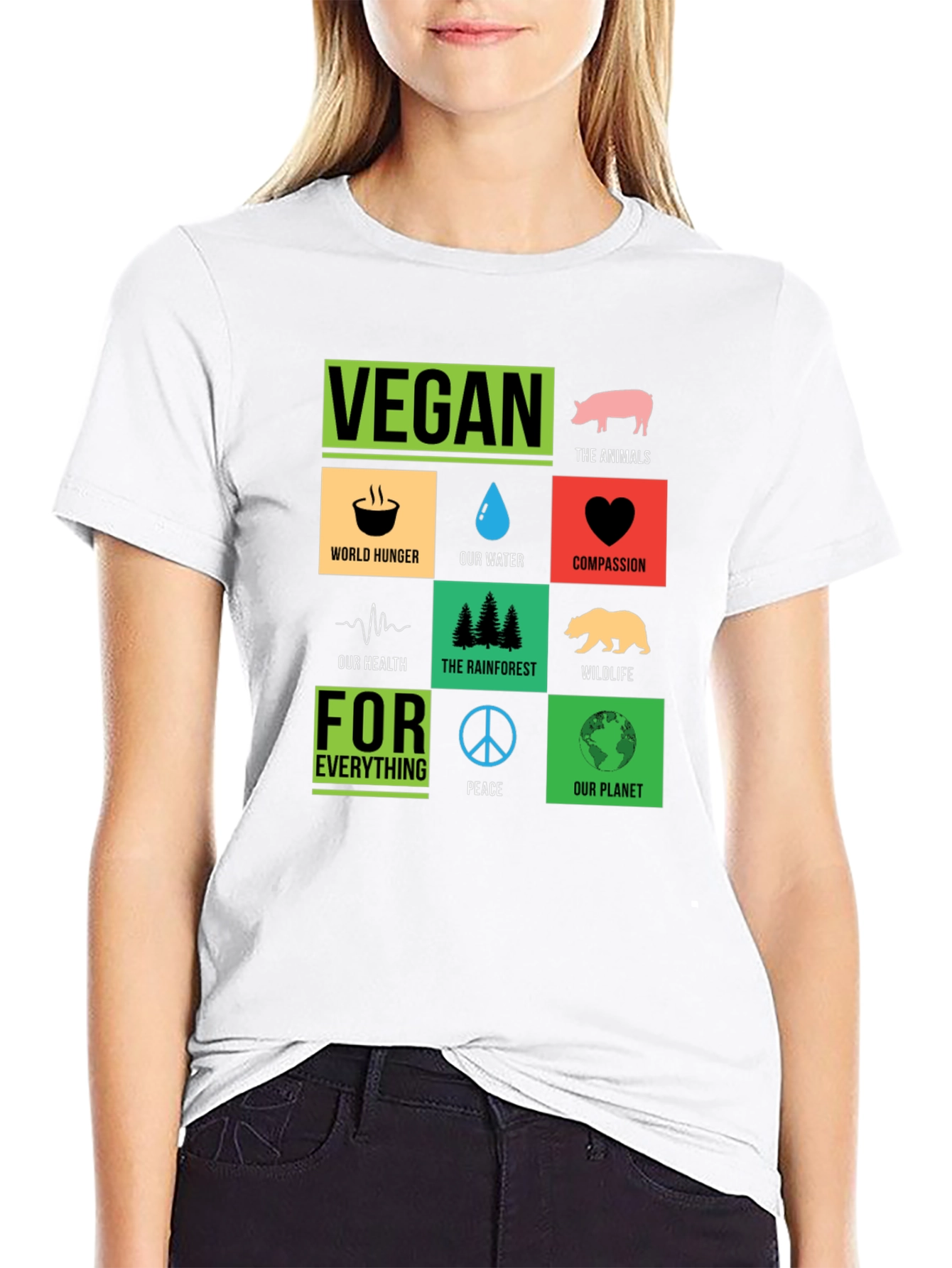Vegan T-Shirt: Compassion Planet Animals Peace