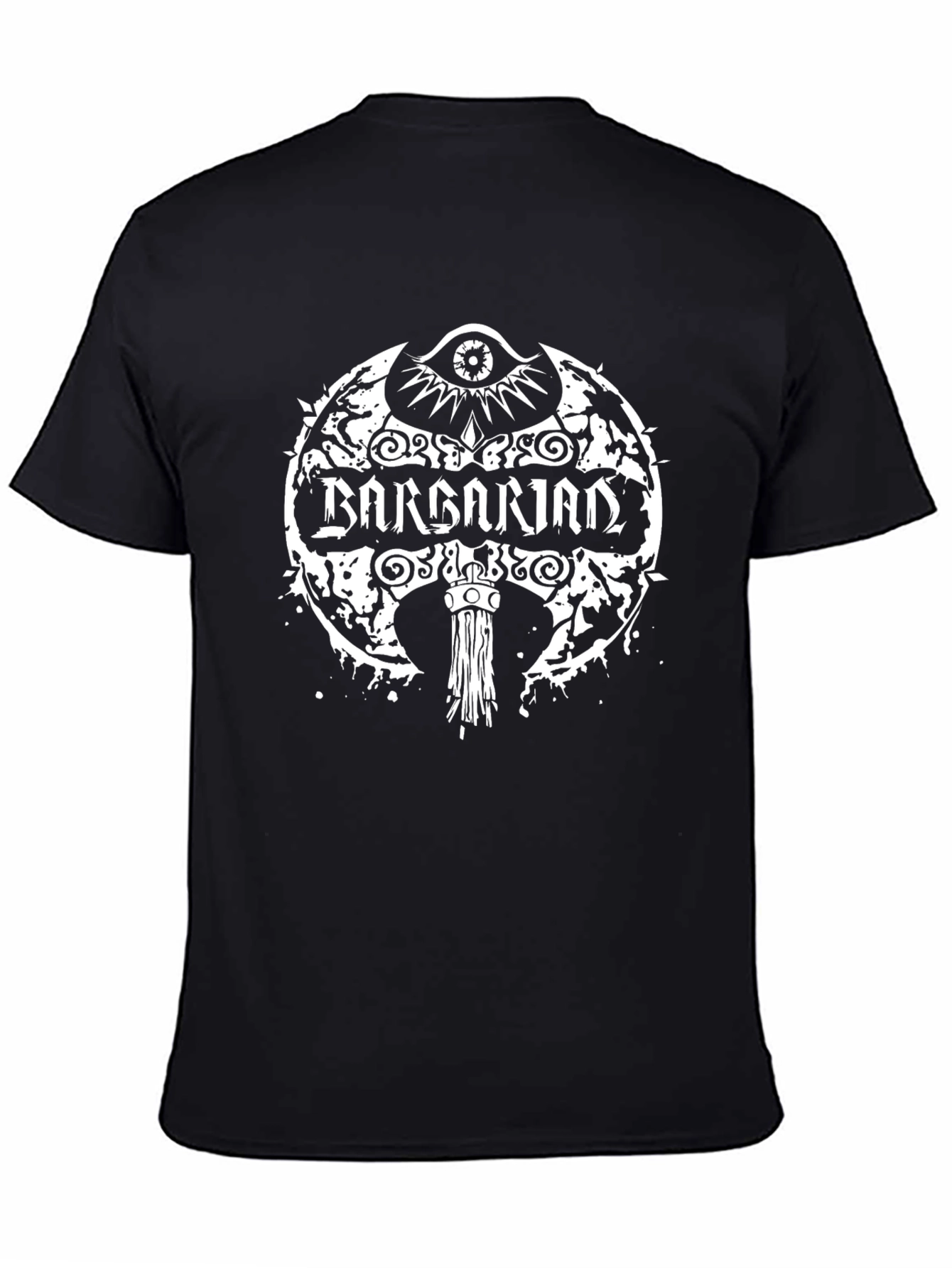 Barbarian Axe Graphic Tee - Black Cotton Shirt