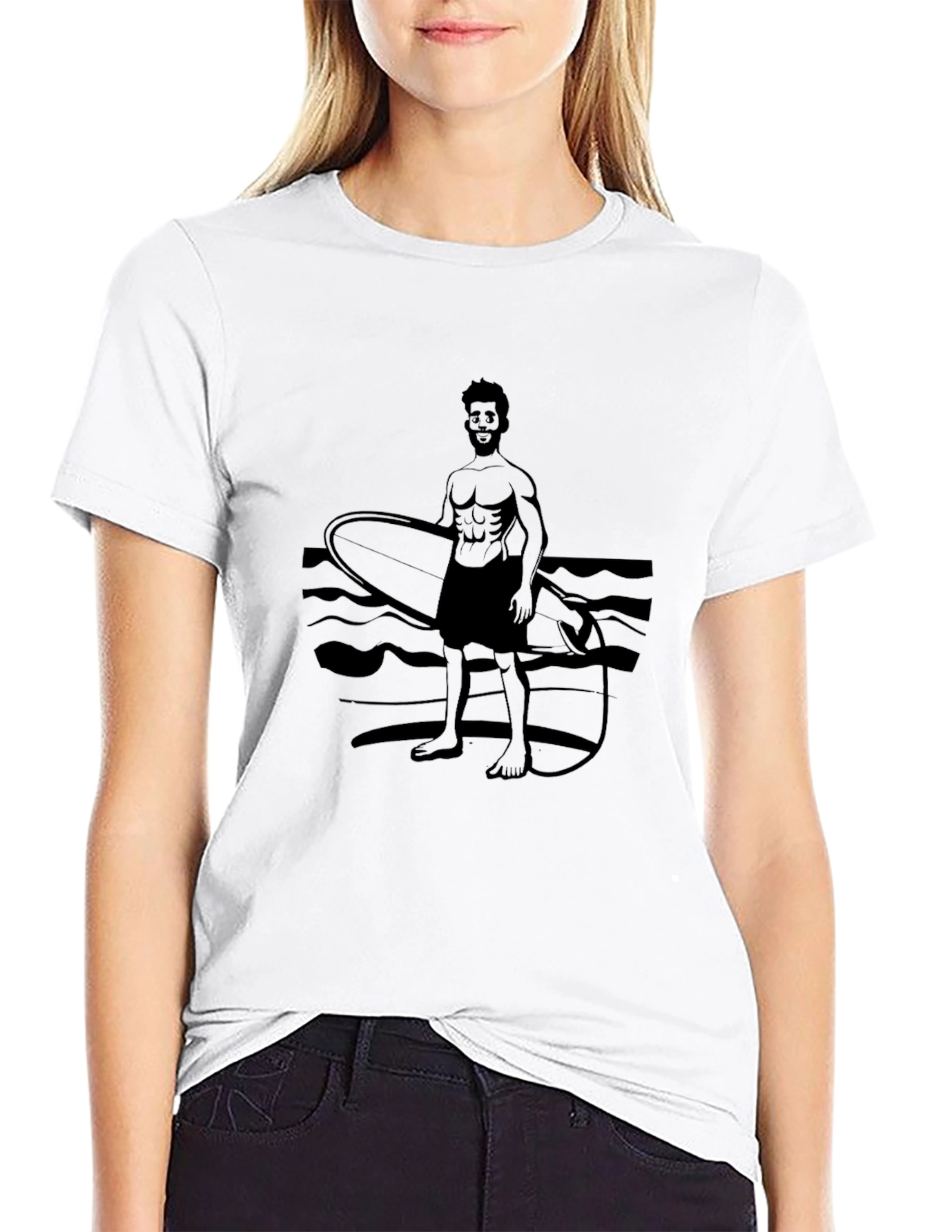 Surfer Graphic Tee - Black Cotton T-Shirt