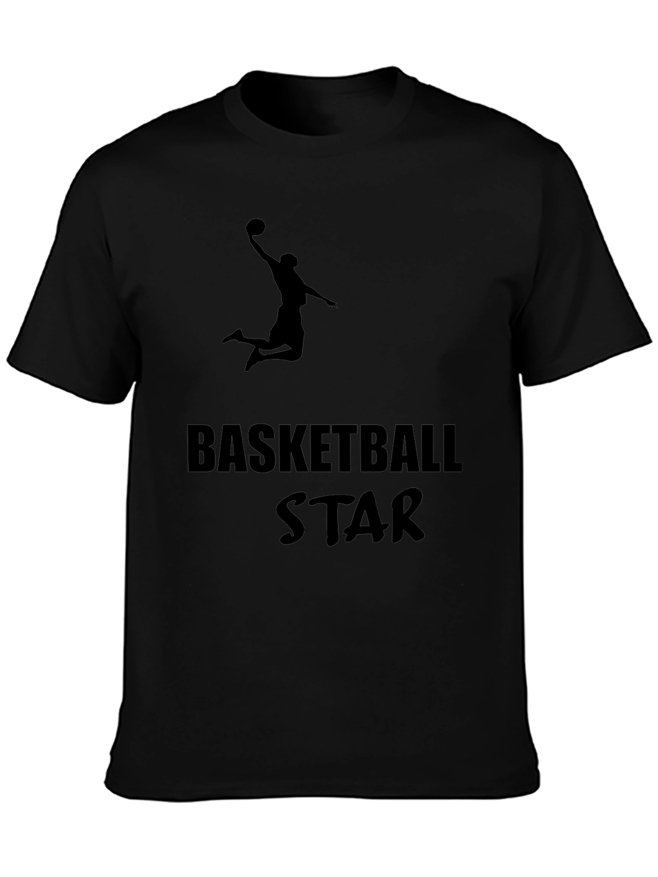 Basketball Star Graphic Tee - Black Cotton T-Shirt