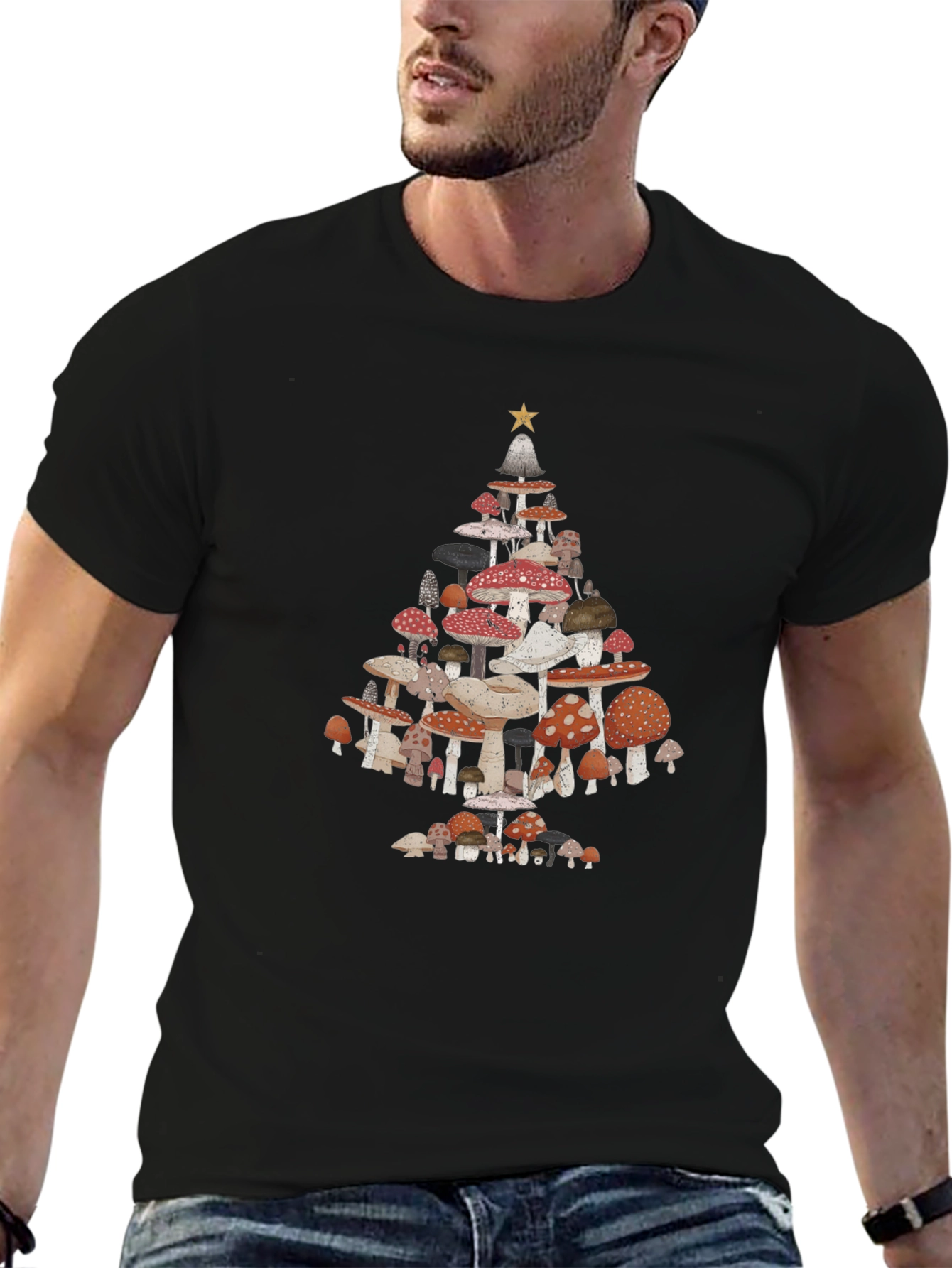 Mushroom Christmas Tree Graphic Tee