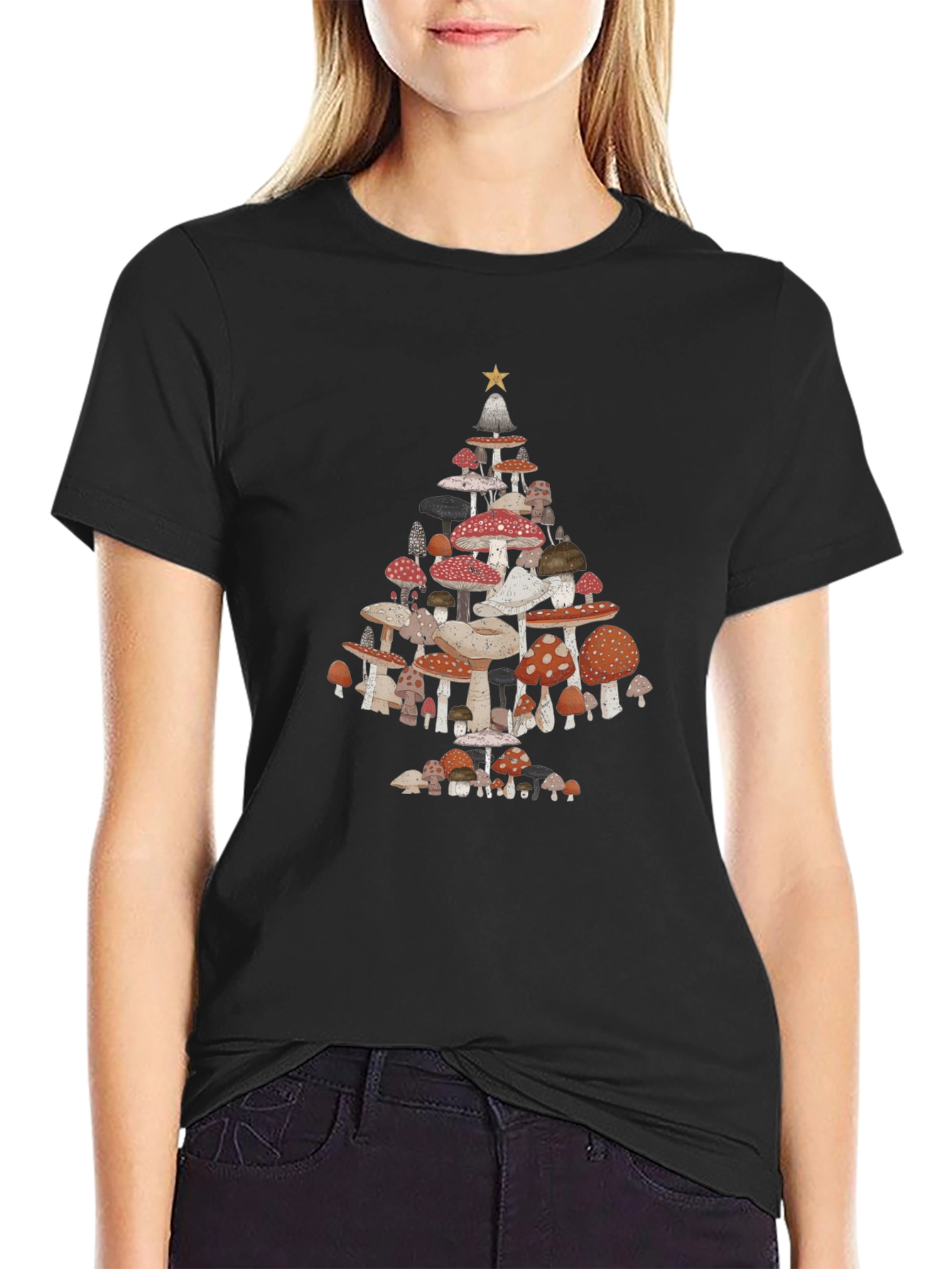 Mushroom Christmas Tree Graphic Tee