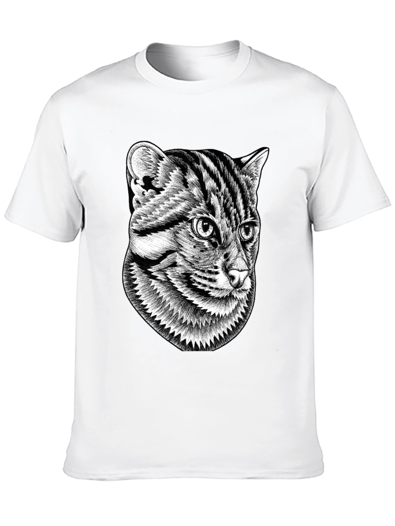 Graphic Black T-Shirt - Cat Illustration
