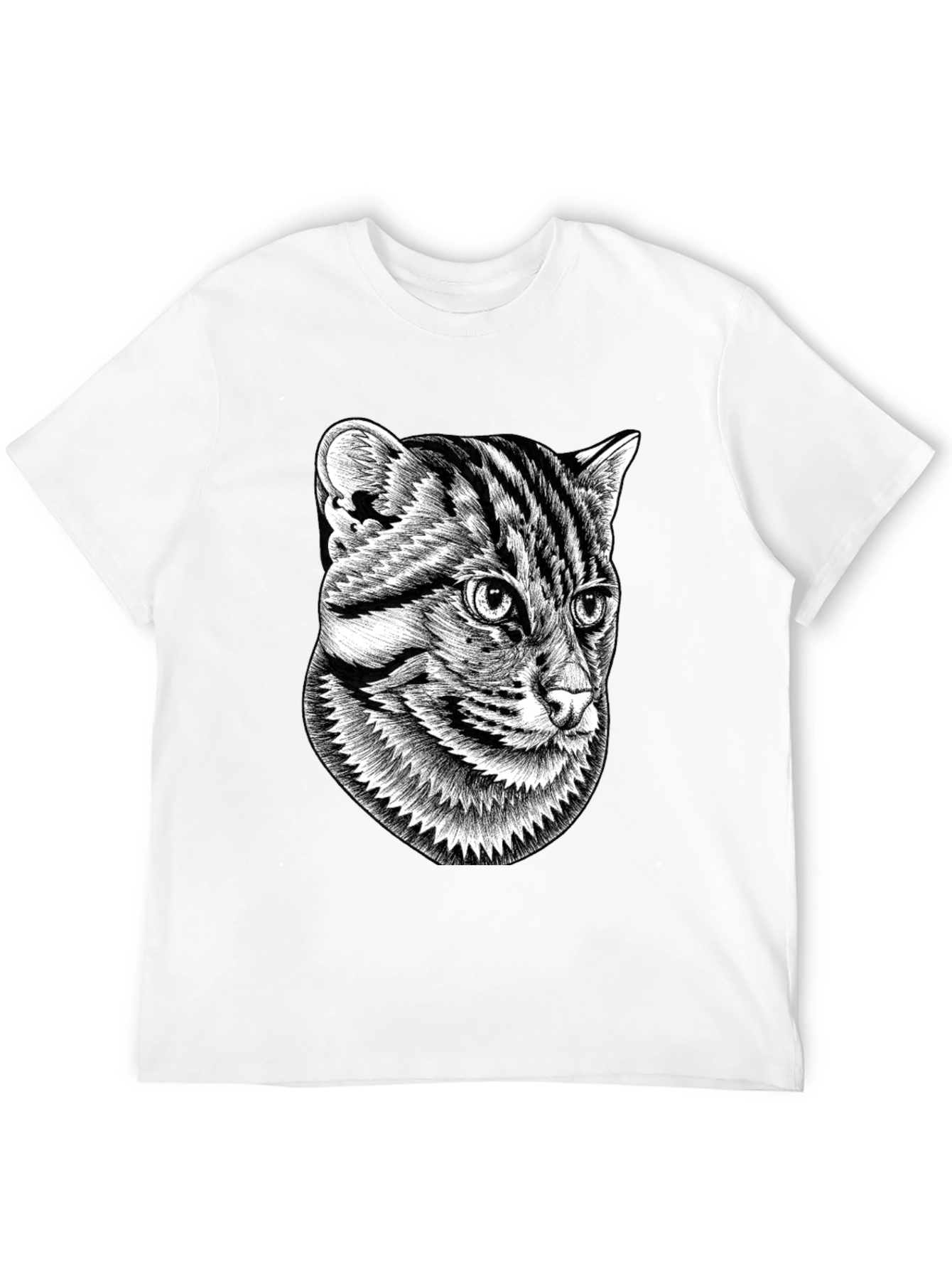 Graphic Black T-Shirt - Cat Illustration