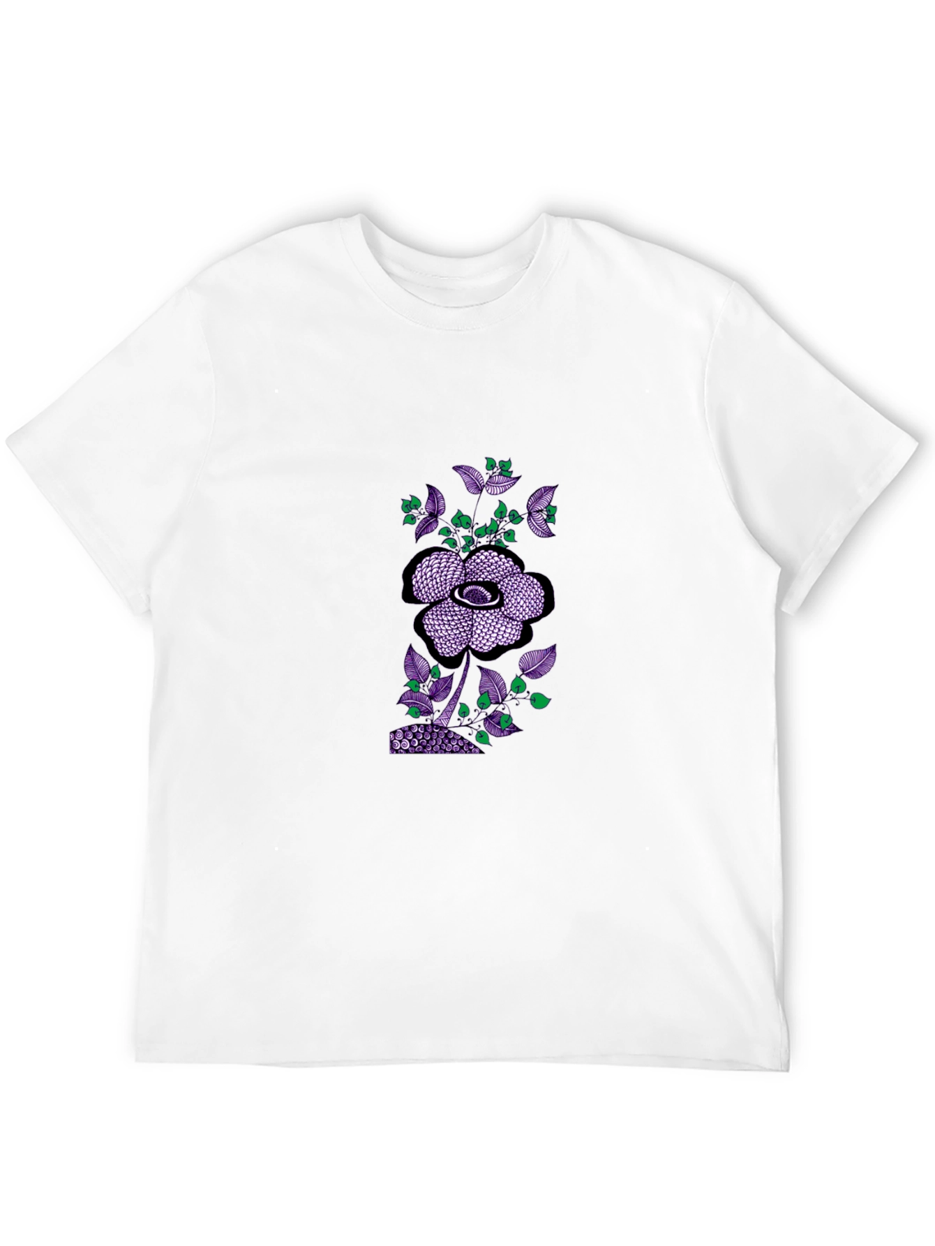 Black Tee with Abstract Floral Print