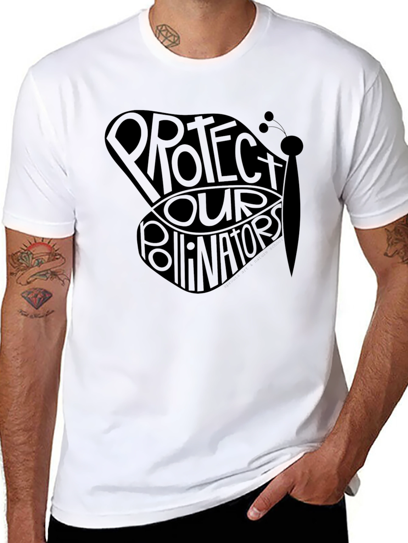 Protect Our Pollinators Butterfly Graphic Tee - Black