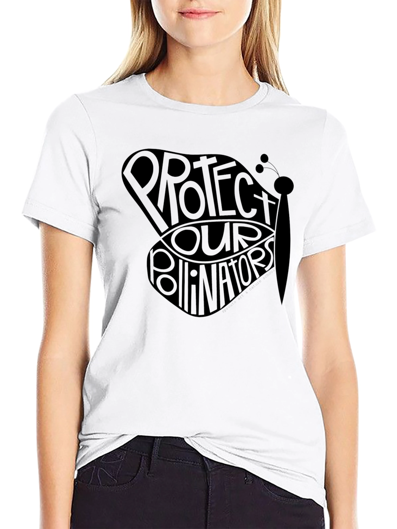 Protect Our Pollinators Butterfly Graphic Tee - Black