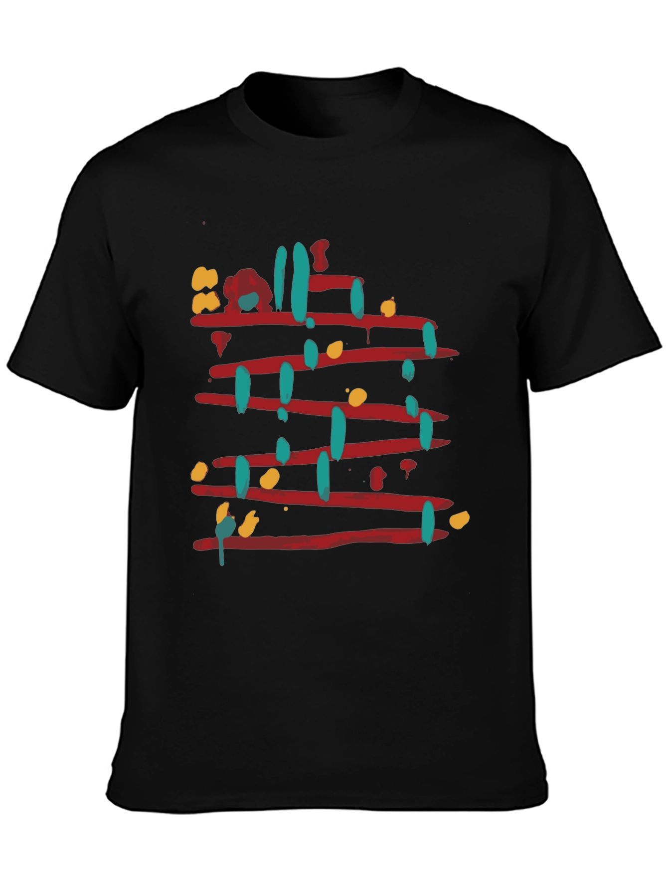 Abstract Line Art Graphic Tee - Mens Black T-Shirt