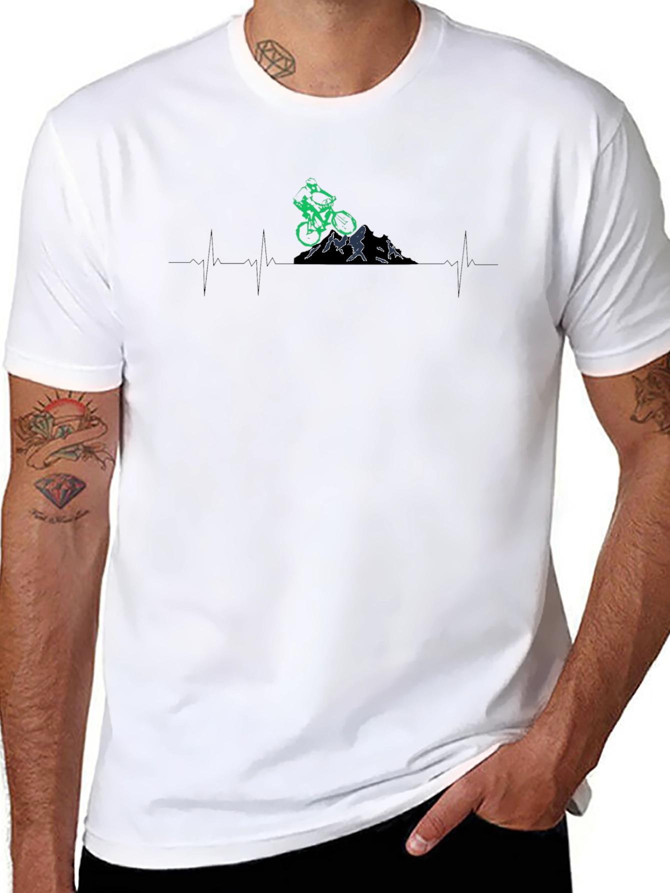 Mountain Biker Heartbeat Graphic Tee
